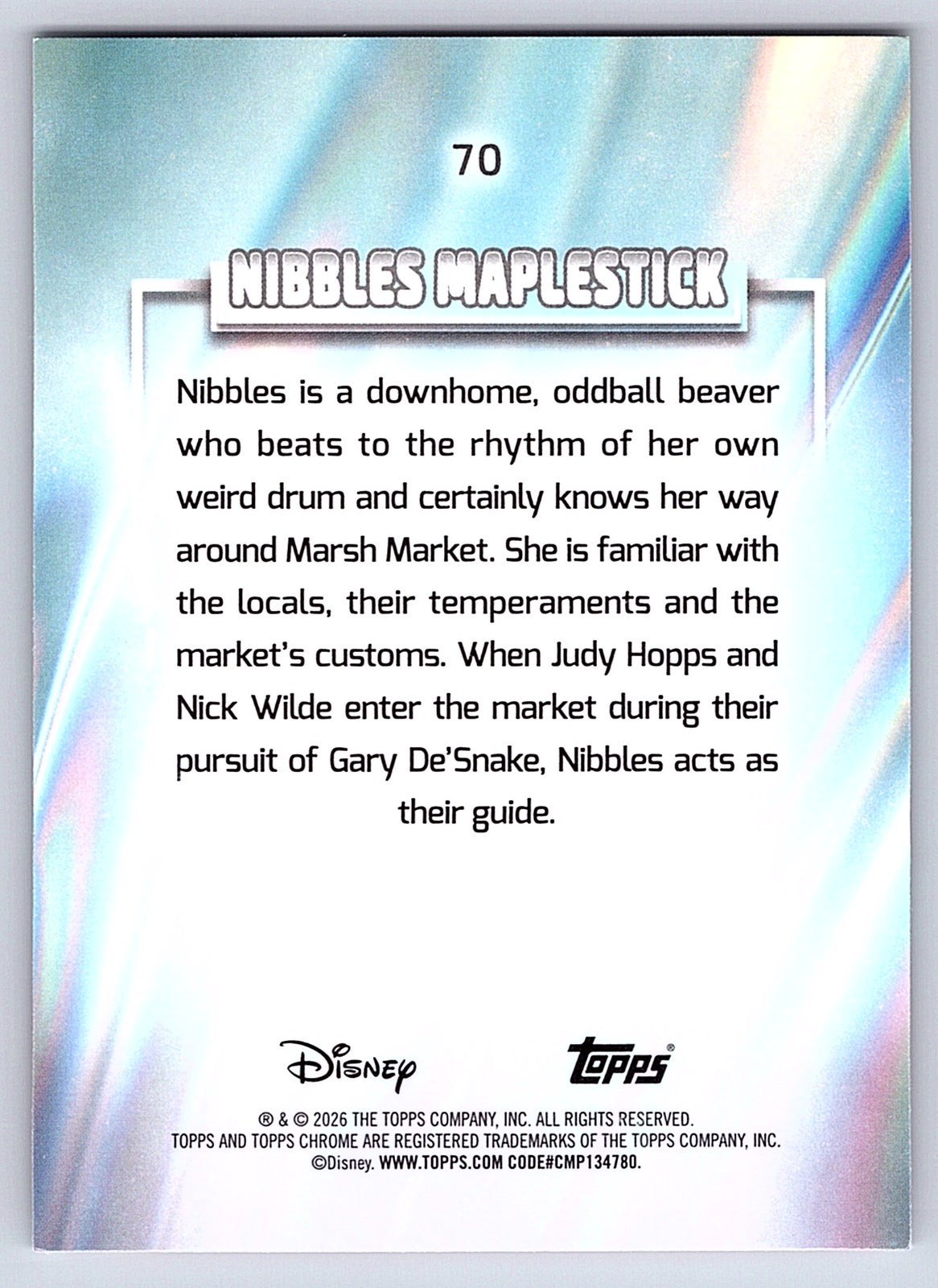 Nibbles Maplestick #70 Base — Topps Chrome Disney