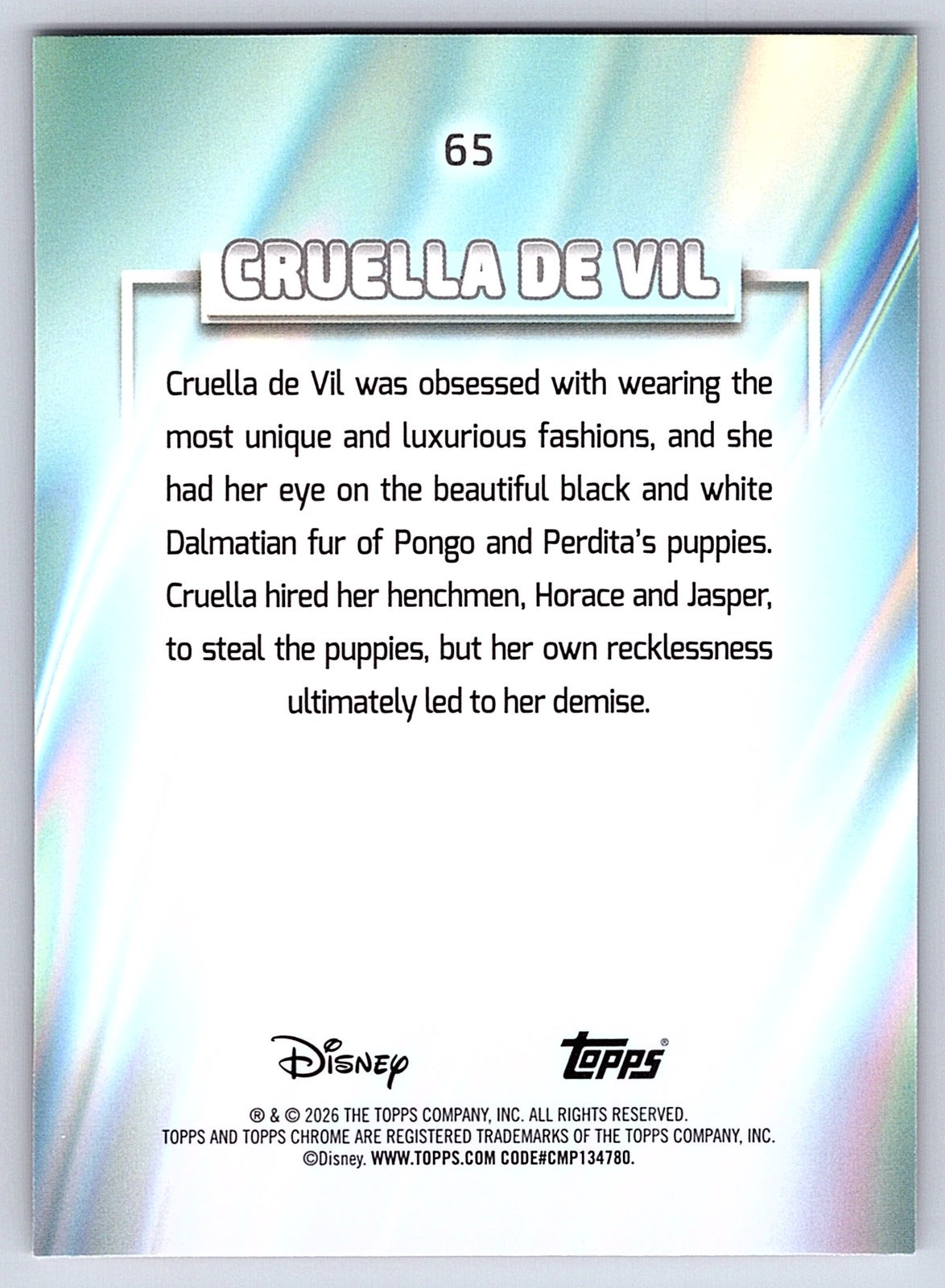 Cruella de Vil #65 Base — Topps Chrome Disney