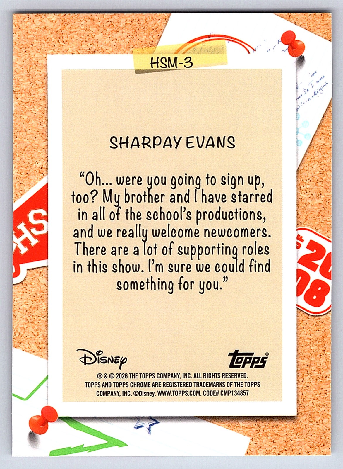 Sharpay Evans #HSM 3 High School Musical 20th Anniversary — Topps Chrome Disney