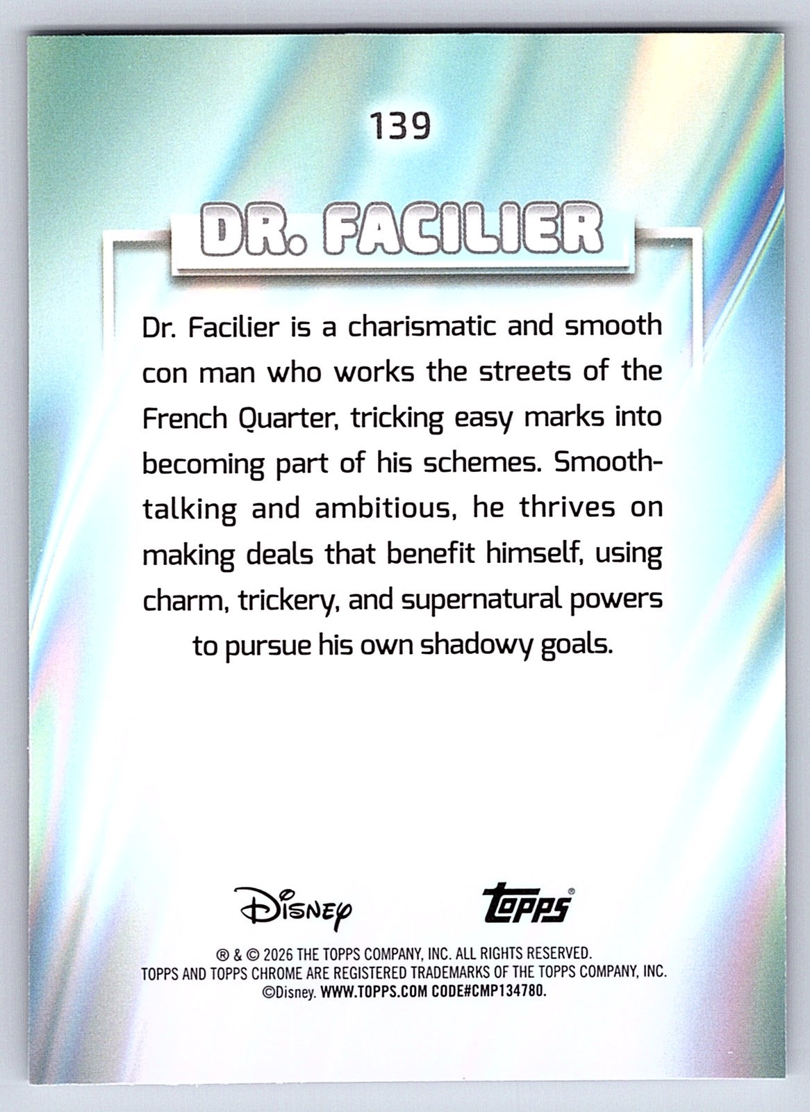Dr. Facilier #139 Base — Topps Chrome Disney