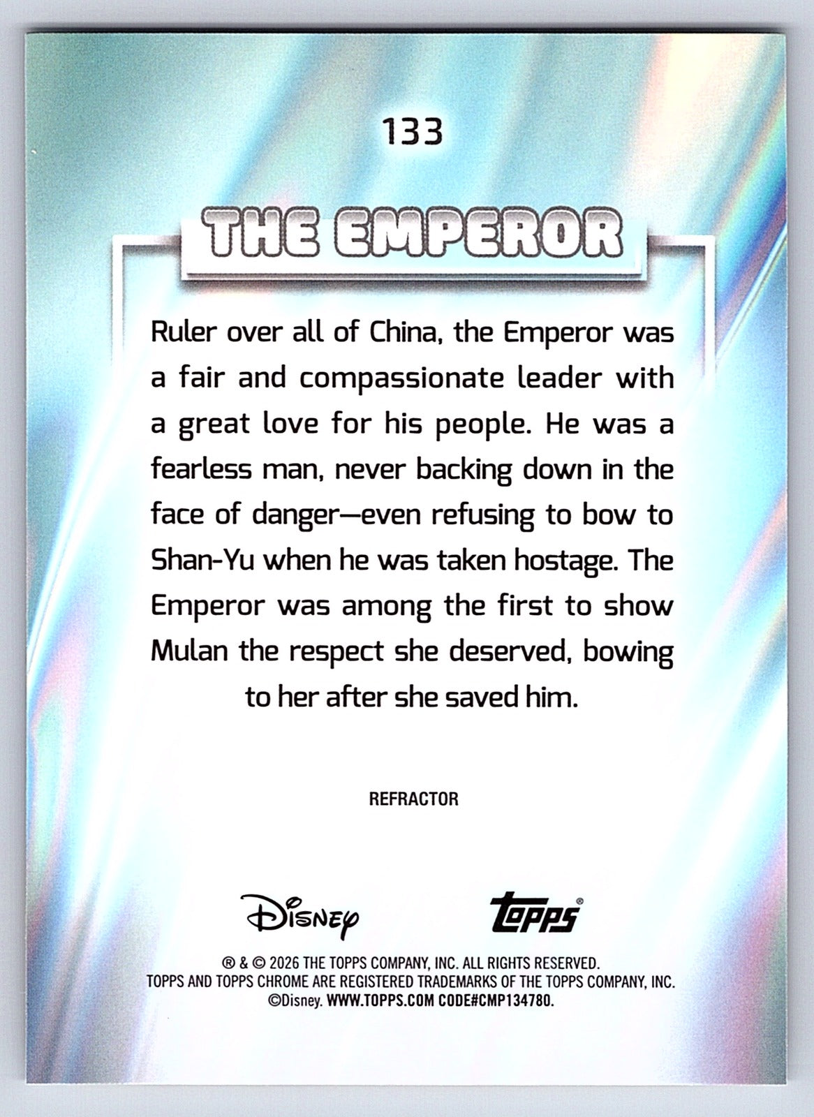 The Emperor #133 Base — Topps Chrome Disney