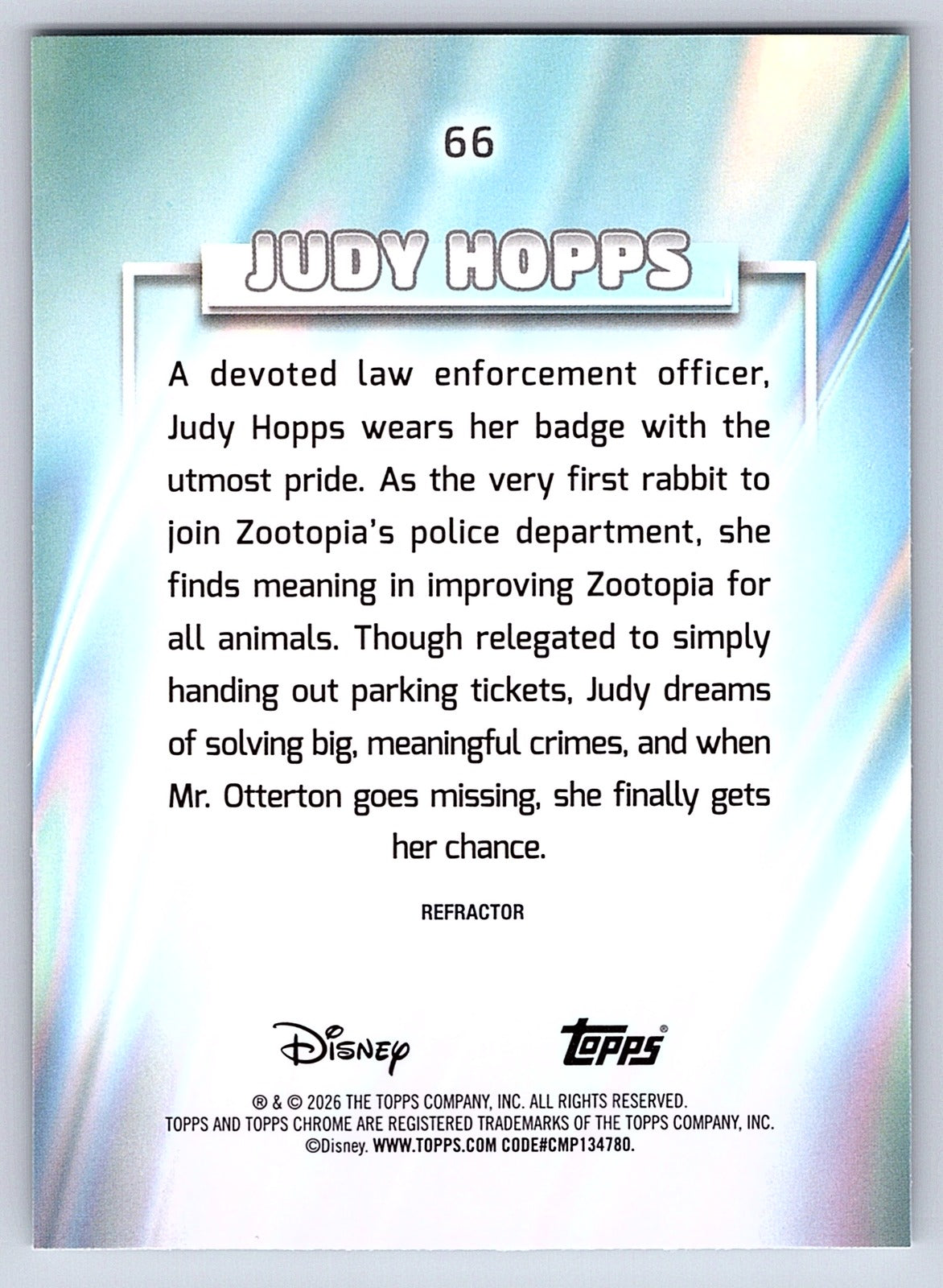 Judy Hopps #66 Base — Topps Chrome Disney