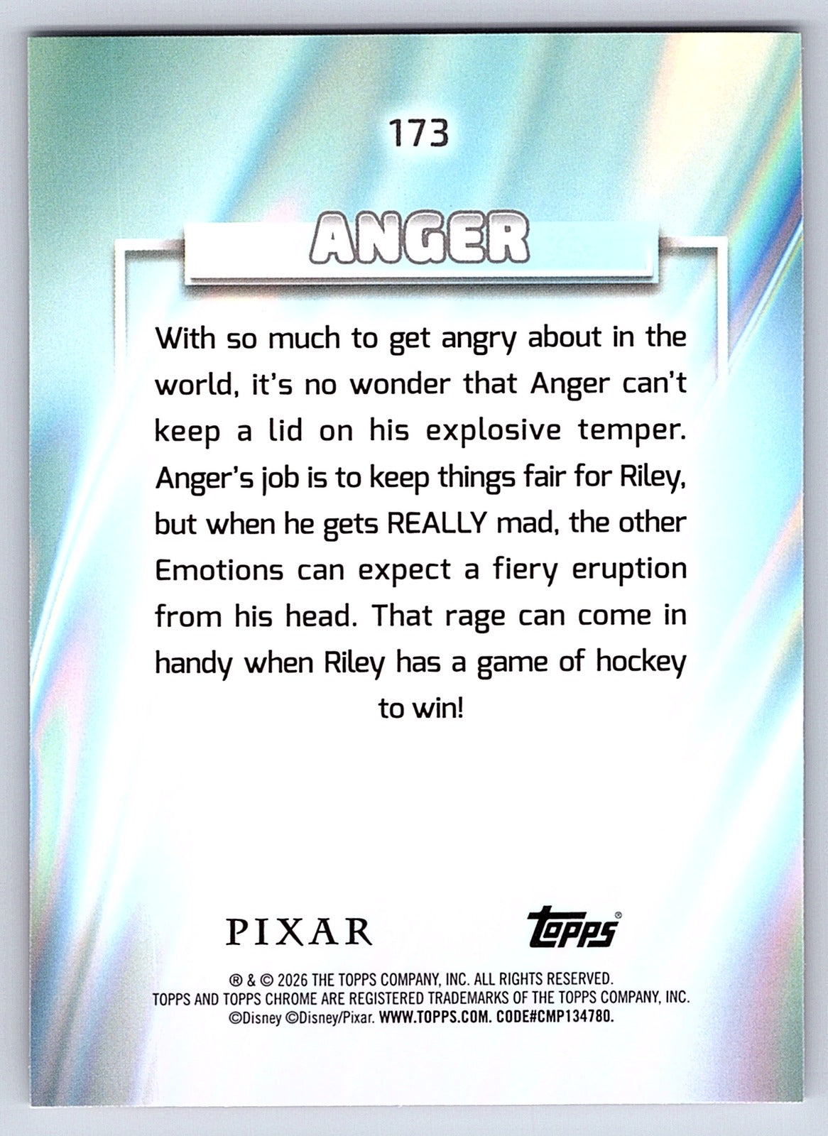 Anger #173 Base — Topps Chrome Disney