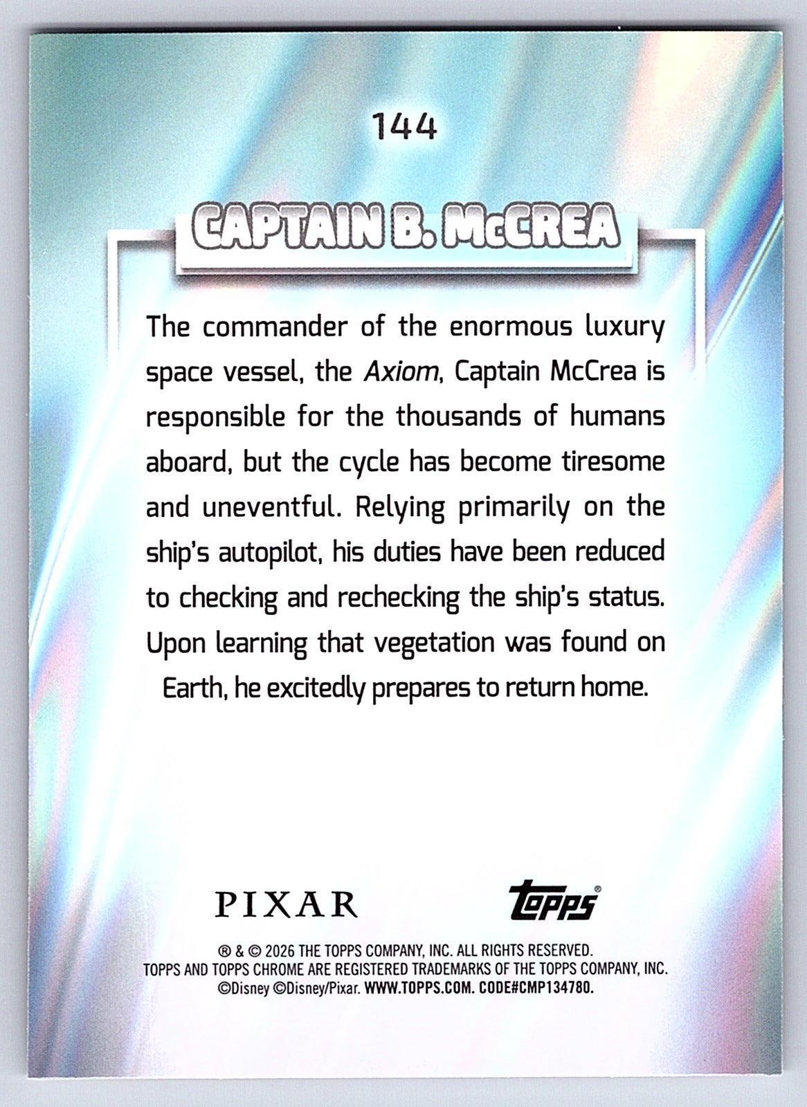 Captain B. McCrea #144 Raywave Refractor — Topps Chrome Disney Raywave Refractor