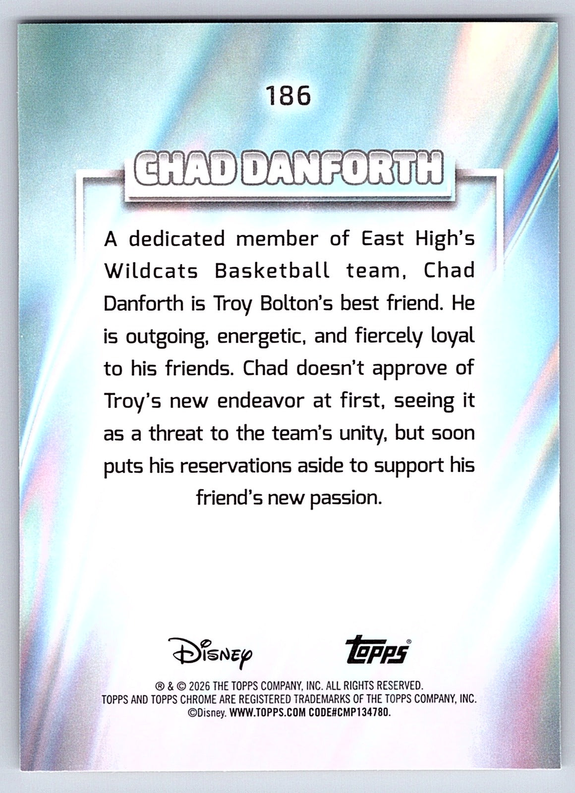 Chad Danforth #186 Base — Topps Chrome Disney