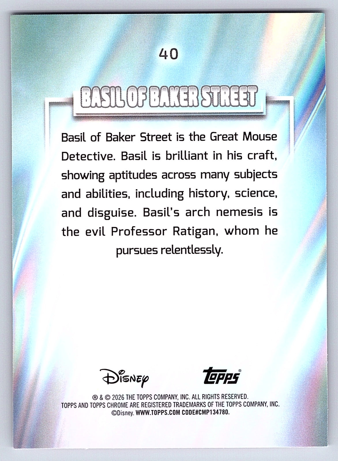 Basil of Baker Street #40 Base — Topps Chrome Disney