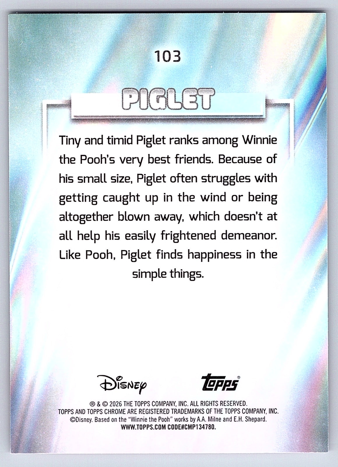 Piglet #103 Base — Topps Chrome Disney