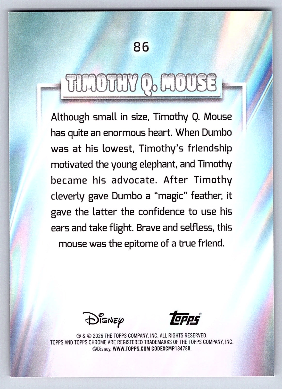 Timothy Q. Mouse #86 Base — Topps Chrome Disney