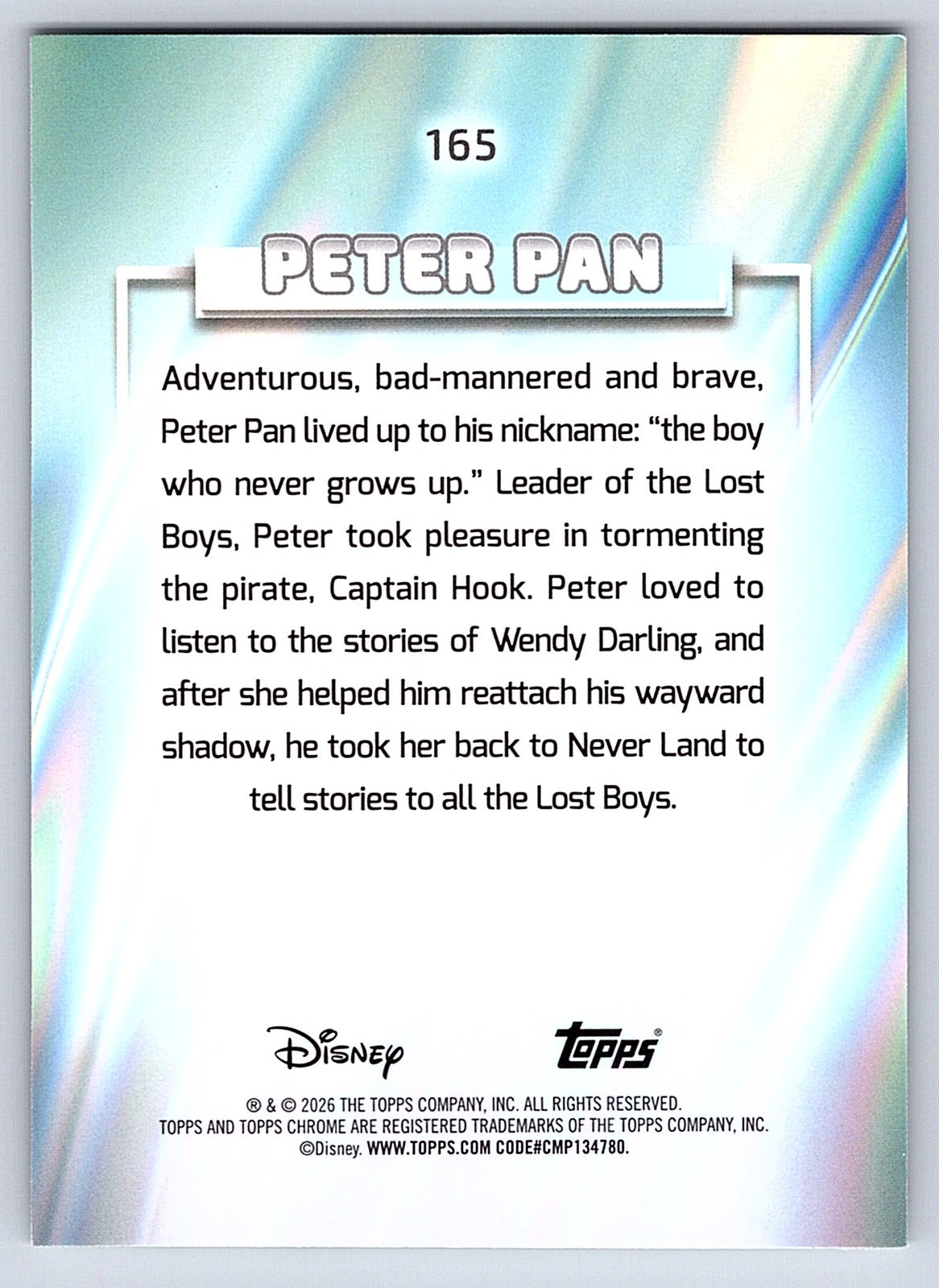 Peter Pan #165 Base — Topps Chrome Disney