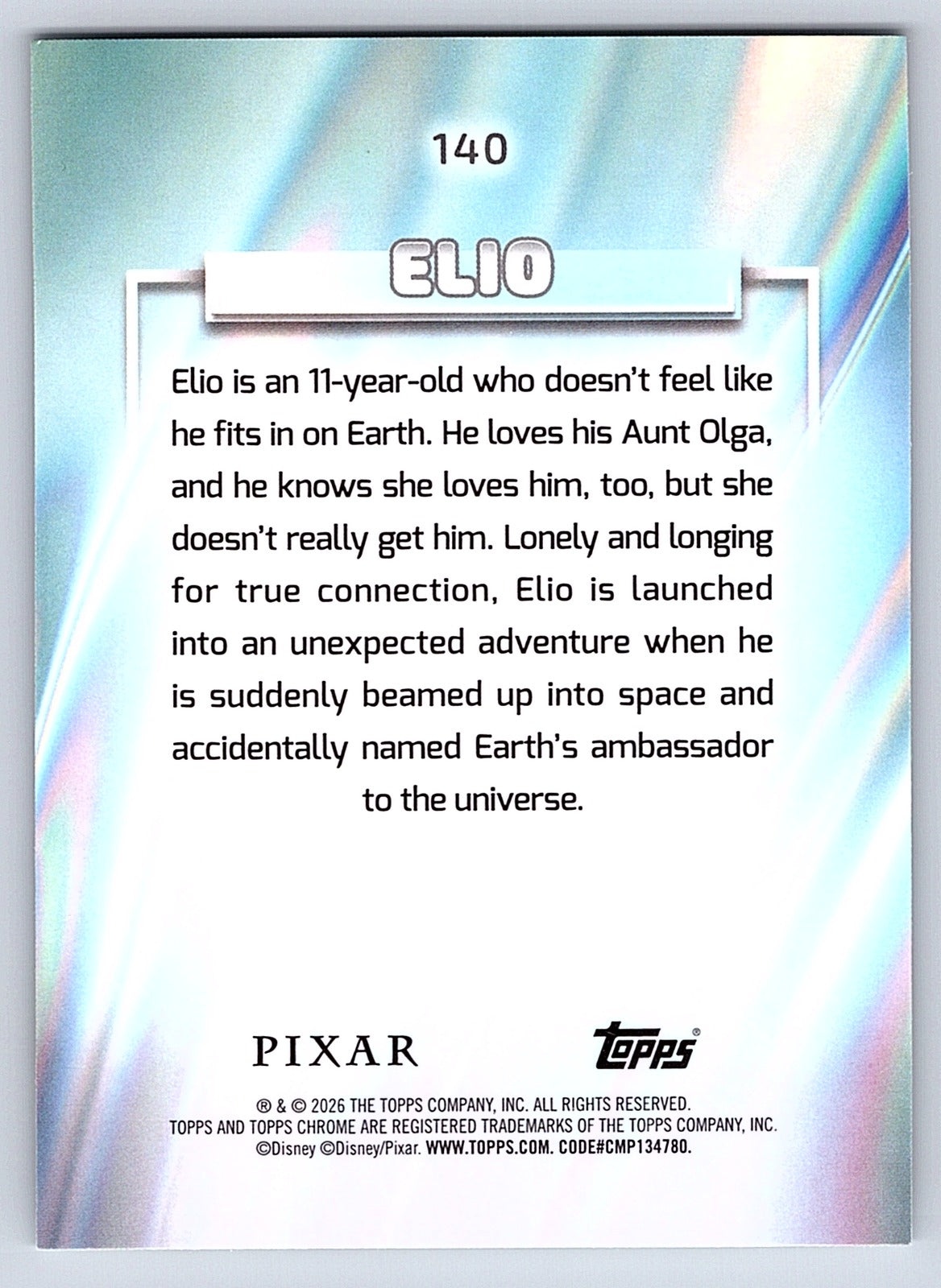Elio #140 Base — Topps Chrome Disney