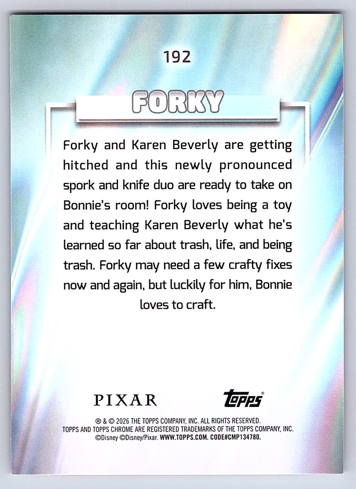 Forky #192 Base — Topps Chrome Disney