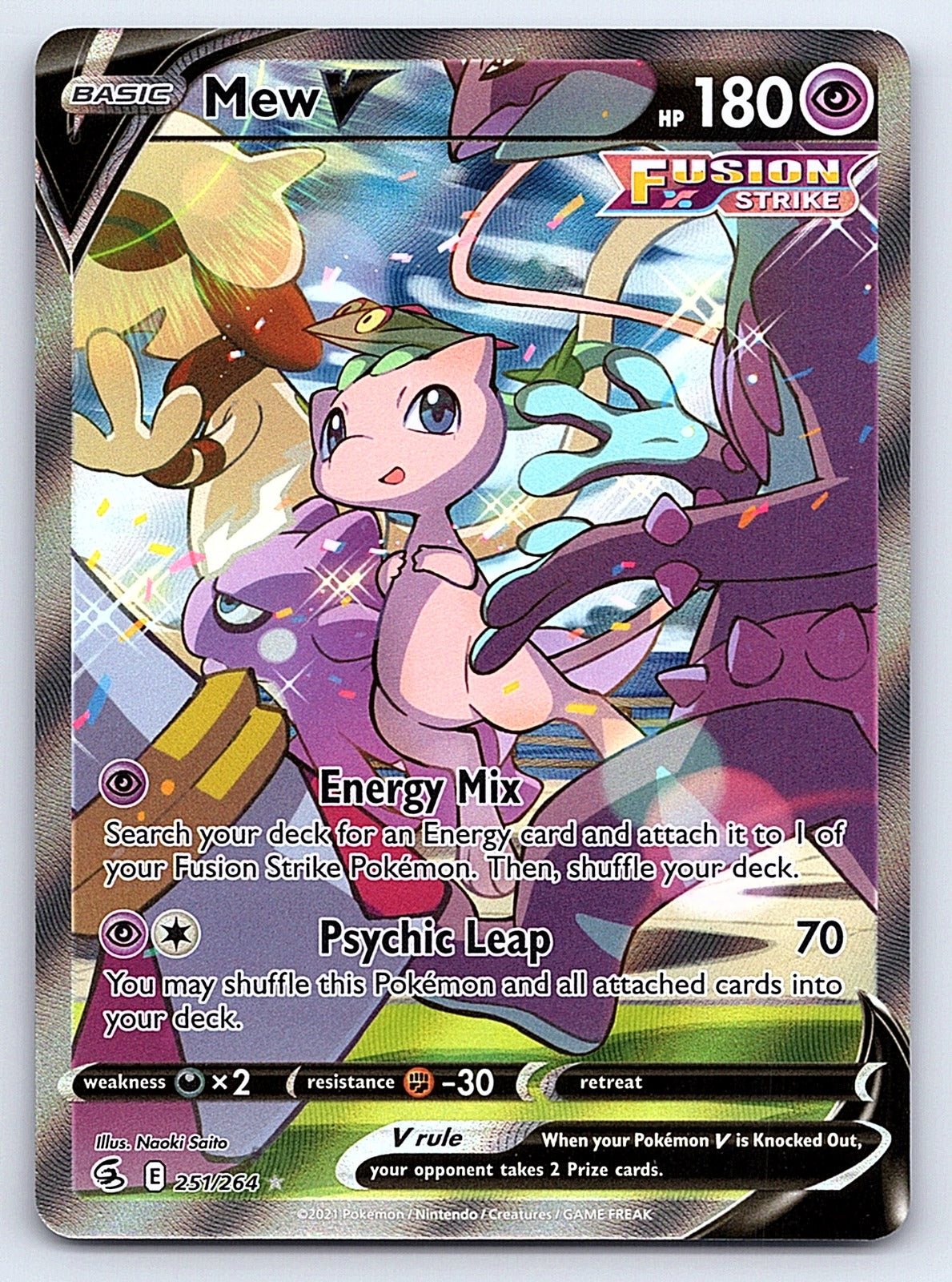 Mew V (Alternate Full Art) 251/264 – SWSH08: Fusion Strike