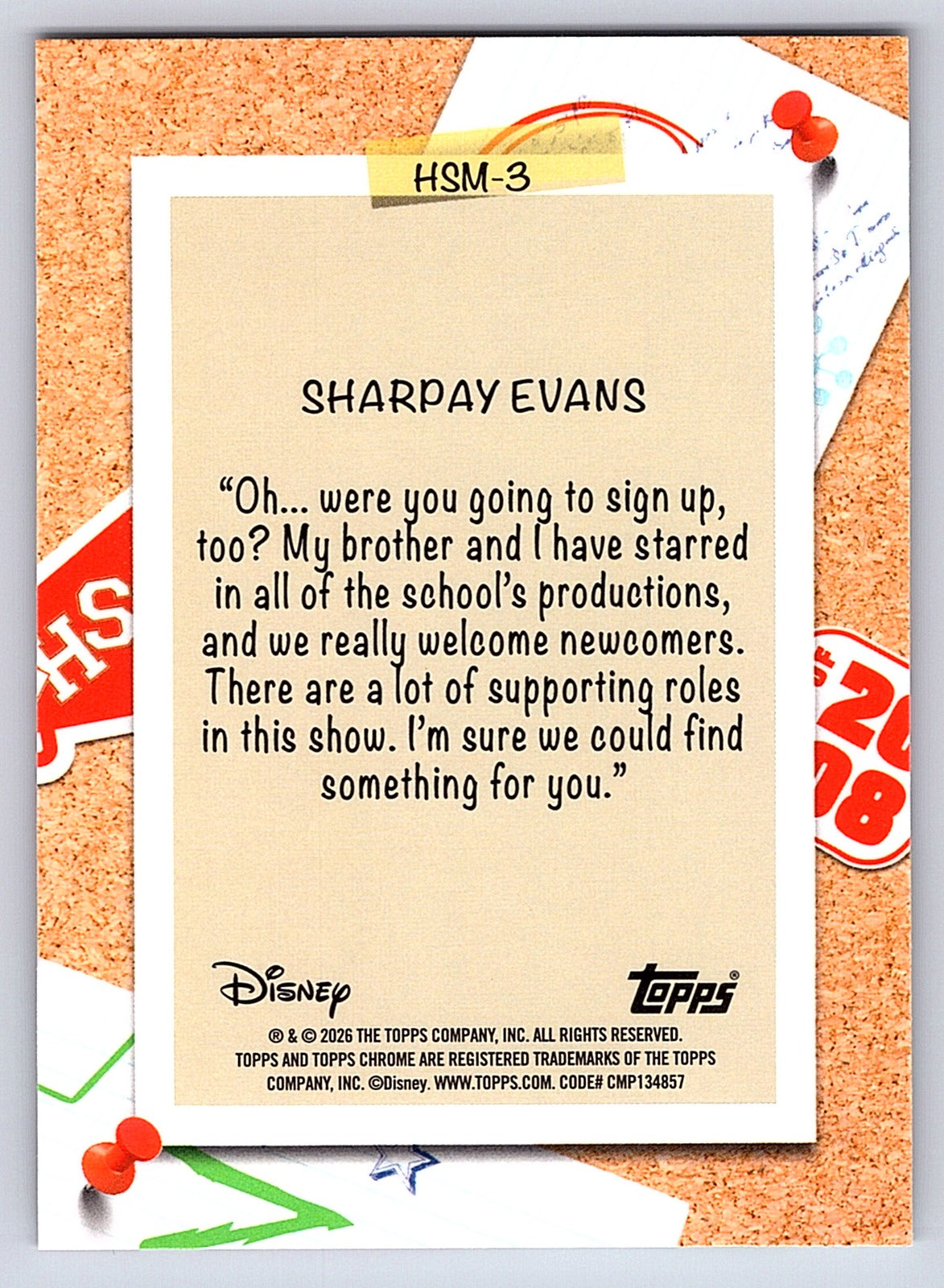 Sharpay Evans #HSM 3 High School Musical 20th Anniversary — Topps Chrome Disney