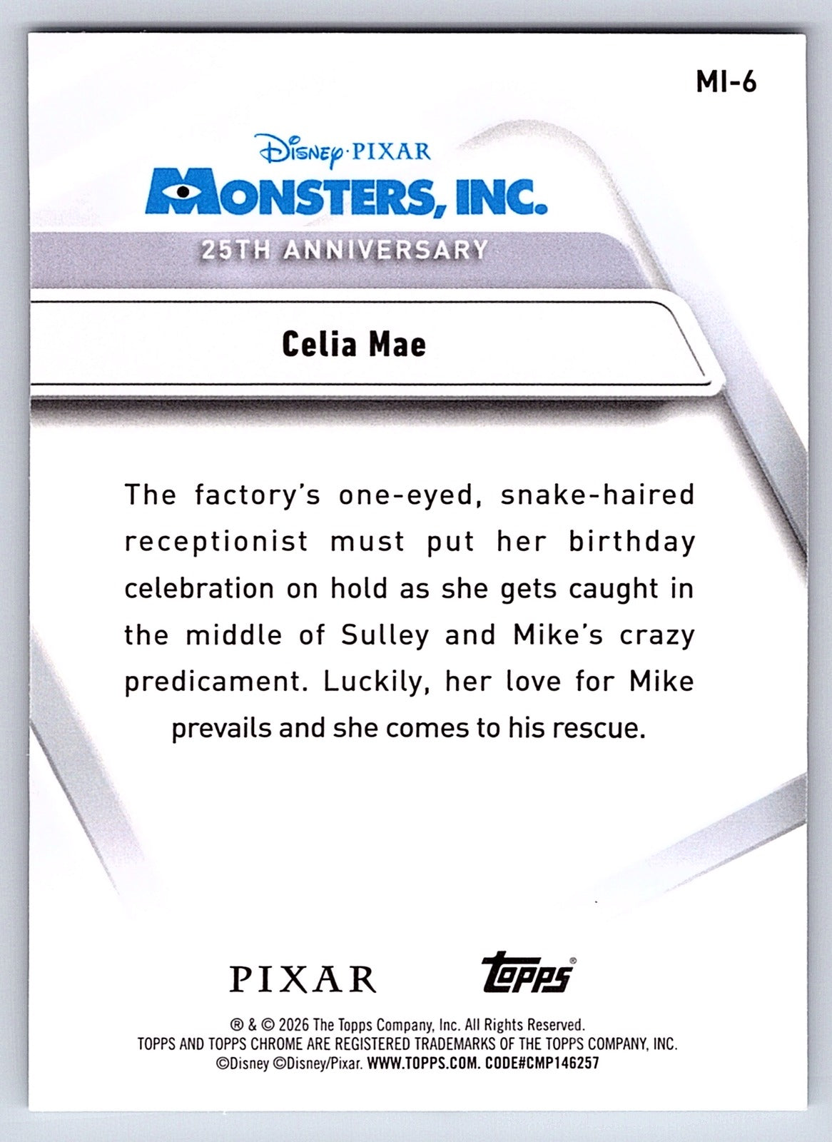 Celia Mae #MI 6 Monsters Inc. 25th Anniversary — Topps Chrome Disney Monsters In