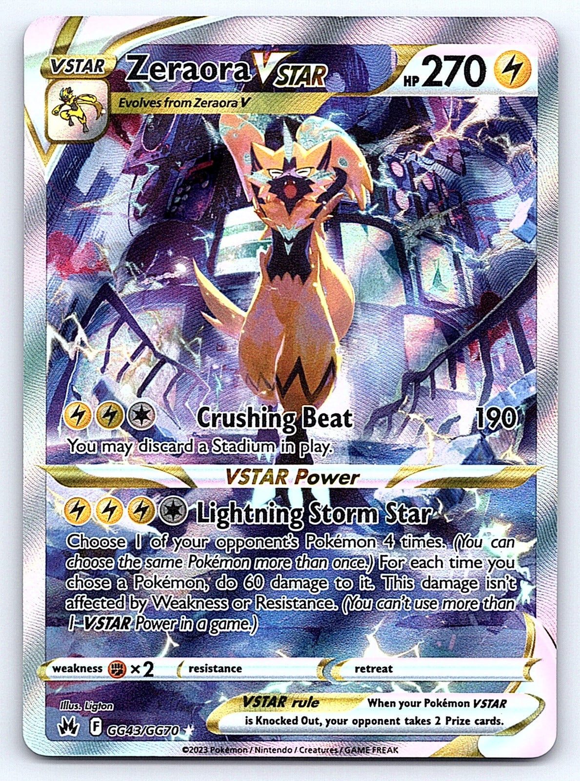 Zeraora VSTAR GG43/GG70 – SWSH: Crown Zenith: Galarian Gallery