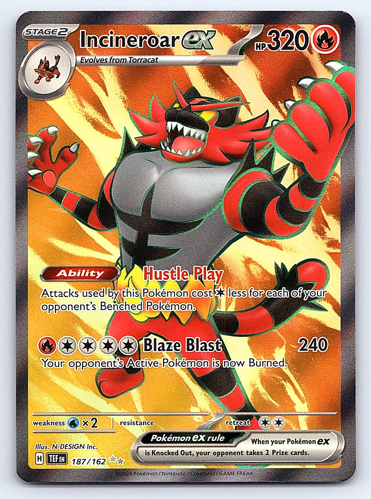 Incineroar ex - 187/162 – SV05: Temporal Forces