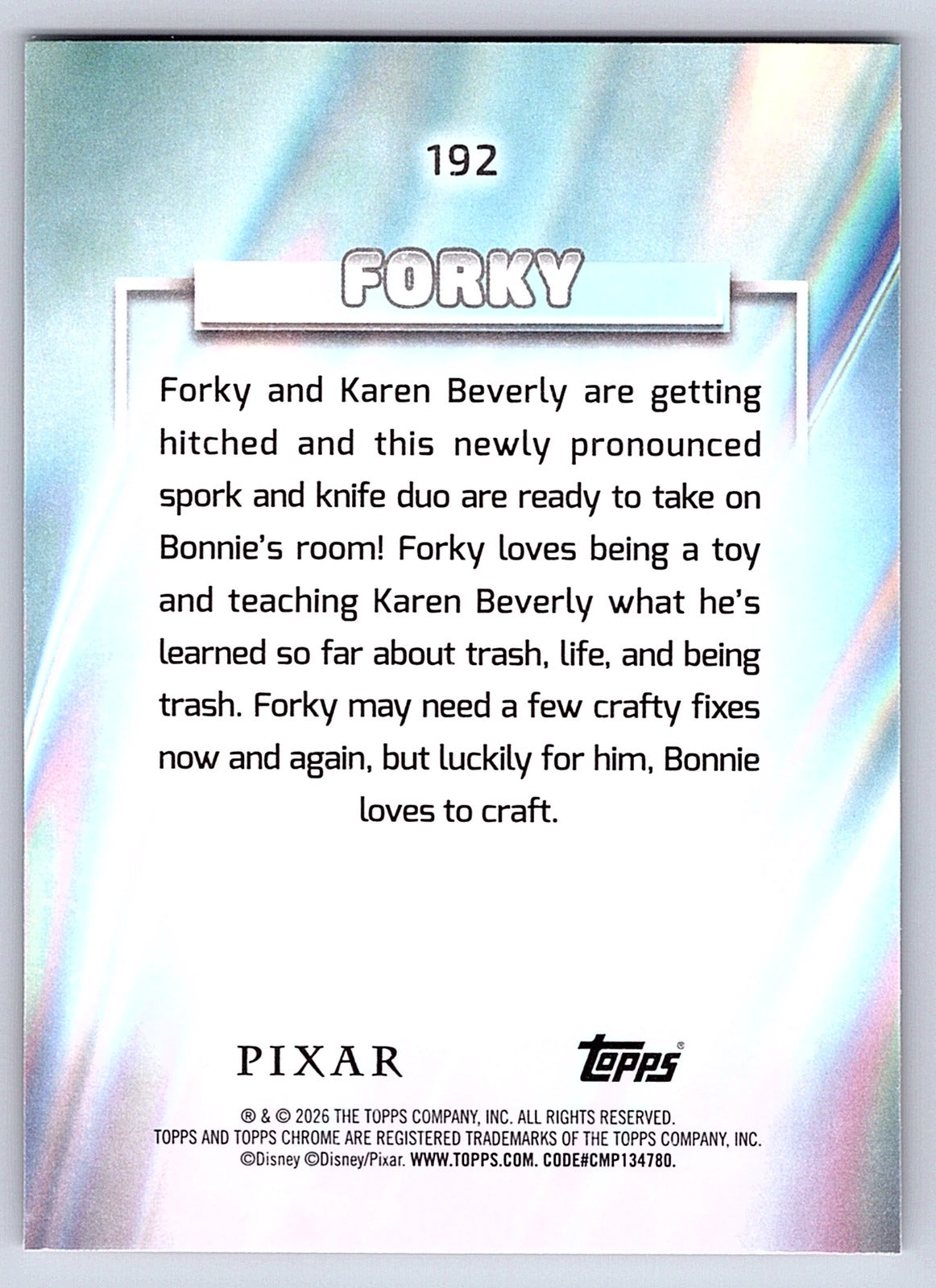 Forky #192 Base — Topps Chrome Disney