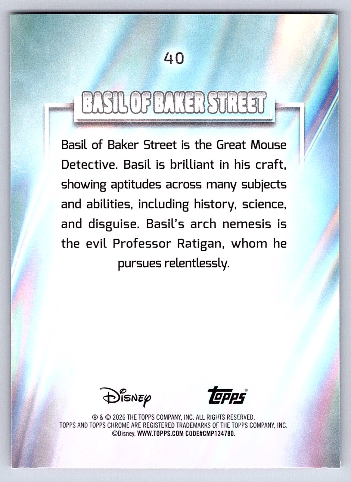 Basil of Baker Street #40 Base — Topps Chrome Disney