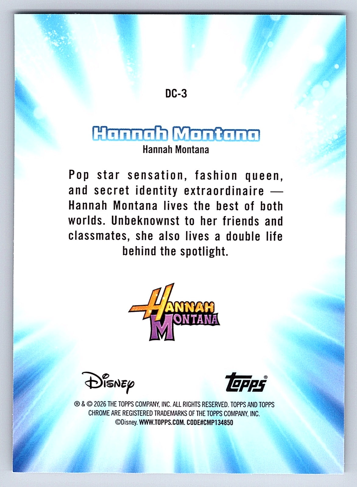 Hannah Montana #DC 3 Disney Channel Throwback — Topps Chrome Disney Disney Chann