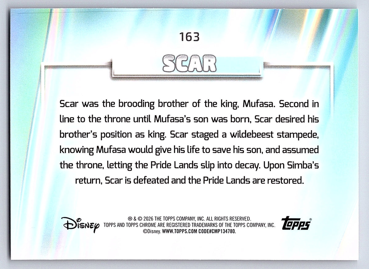 Scar #163 Base — Topps Chrome Disney