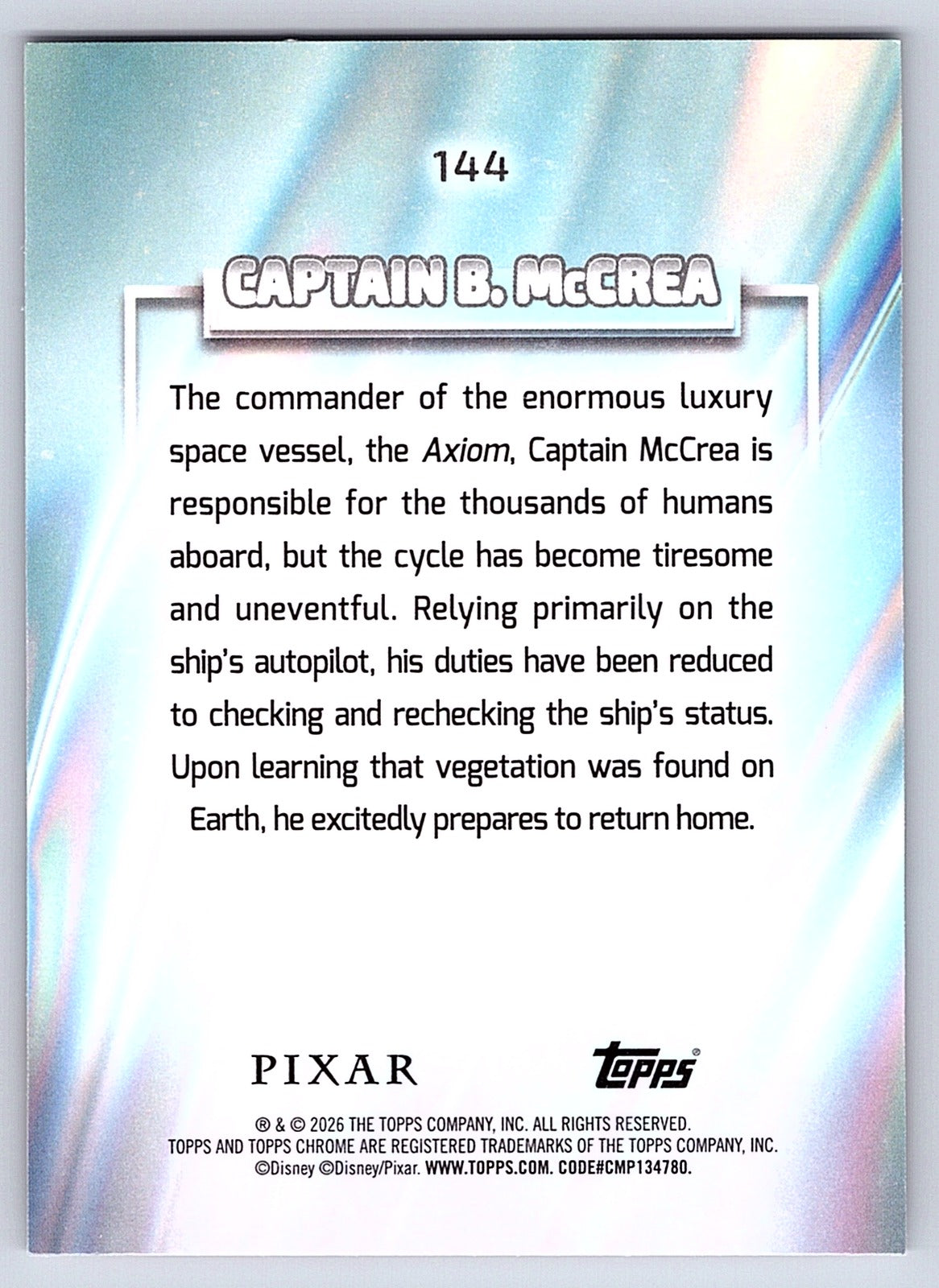 Captain B. McCrea #144 Base — Topps Chrome Disney