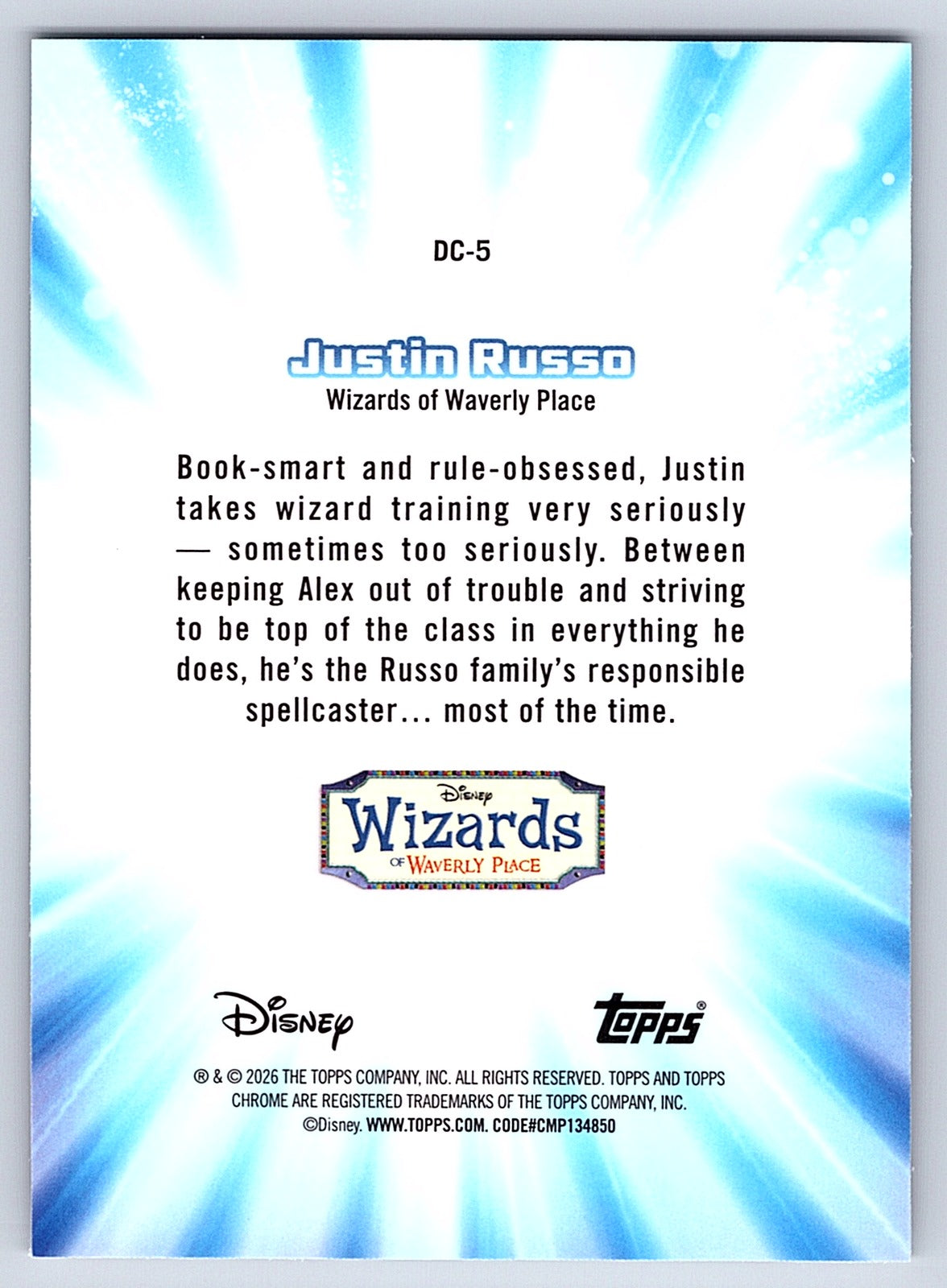 Justin Russo #DC 5 Disney Channel Throwback — Topps Chrome Disney Disney Channel