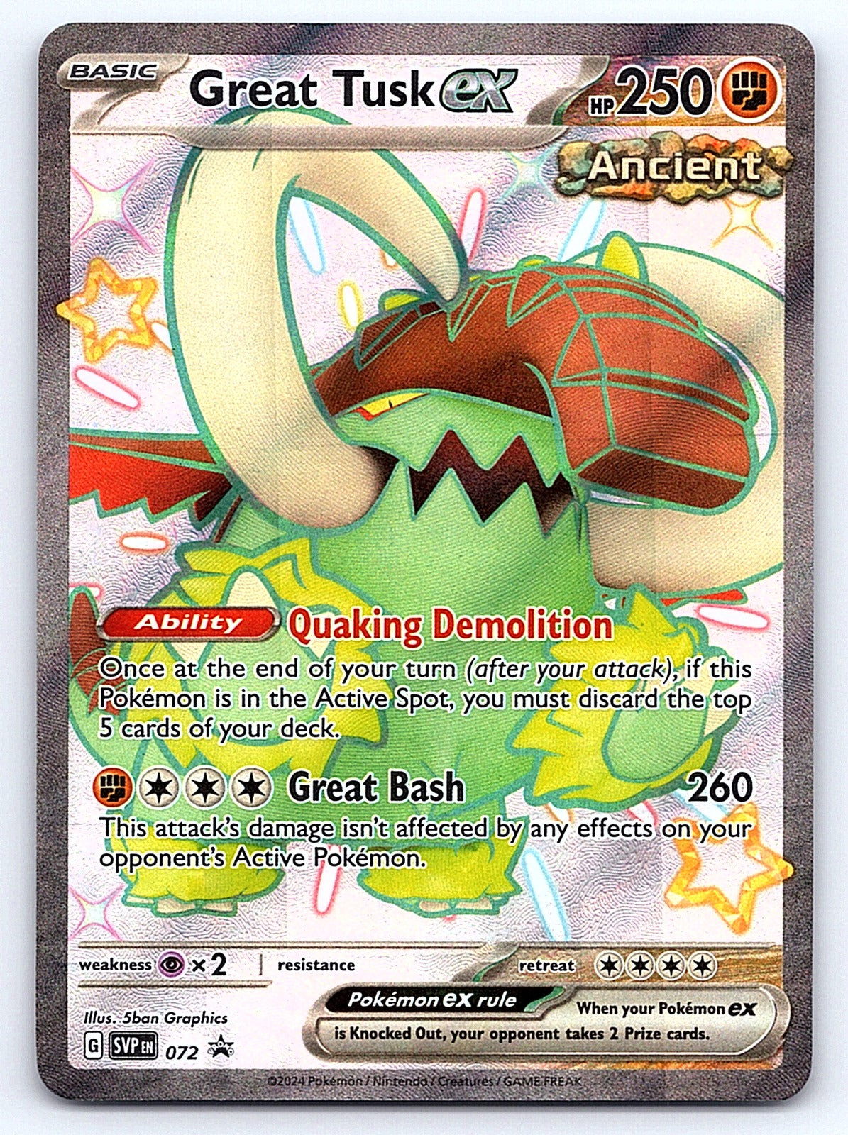 Great Tusk ex 072 – SV: Scarlet & Violet Promo Cards