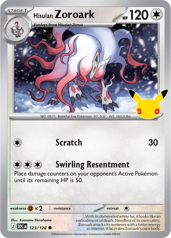 Hisuian Zoroark 123/128 – ME: 30th Celebration
