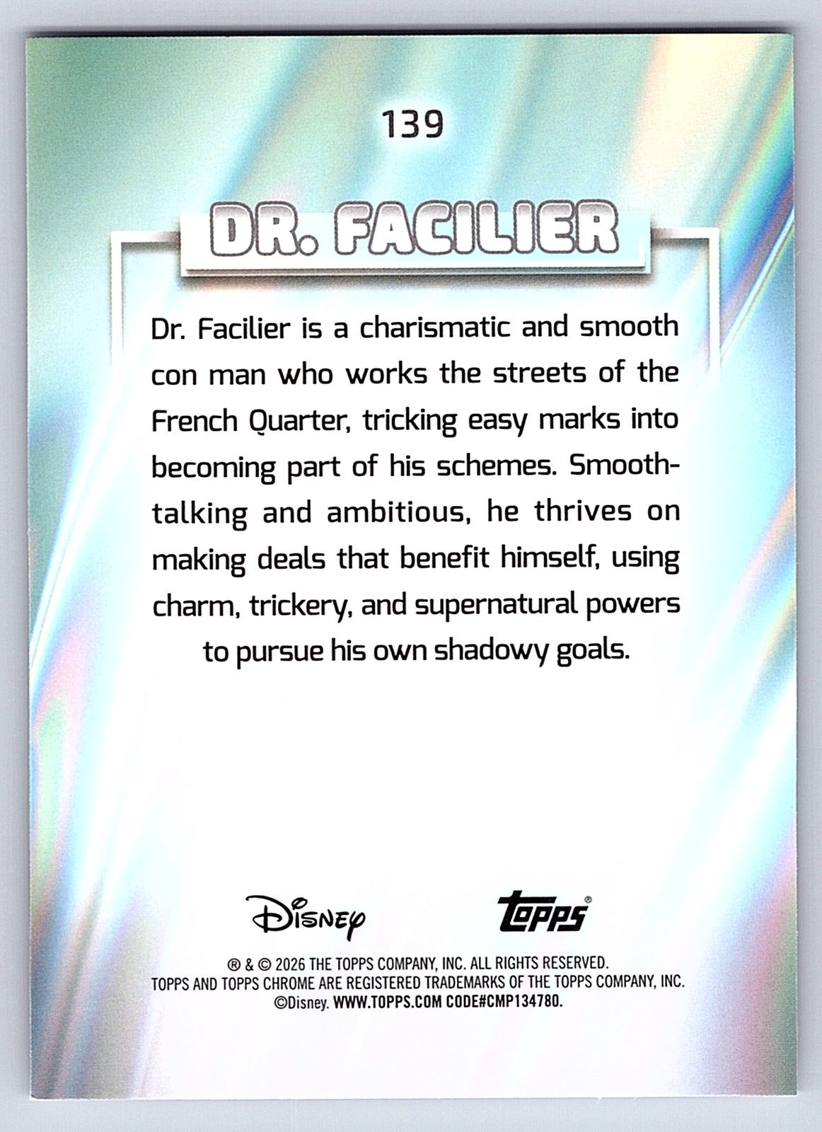 Dr. Facilier #139 Base — Topps Chrome Disney