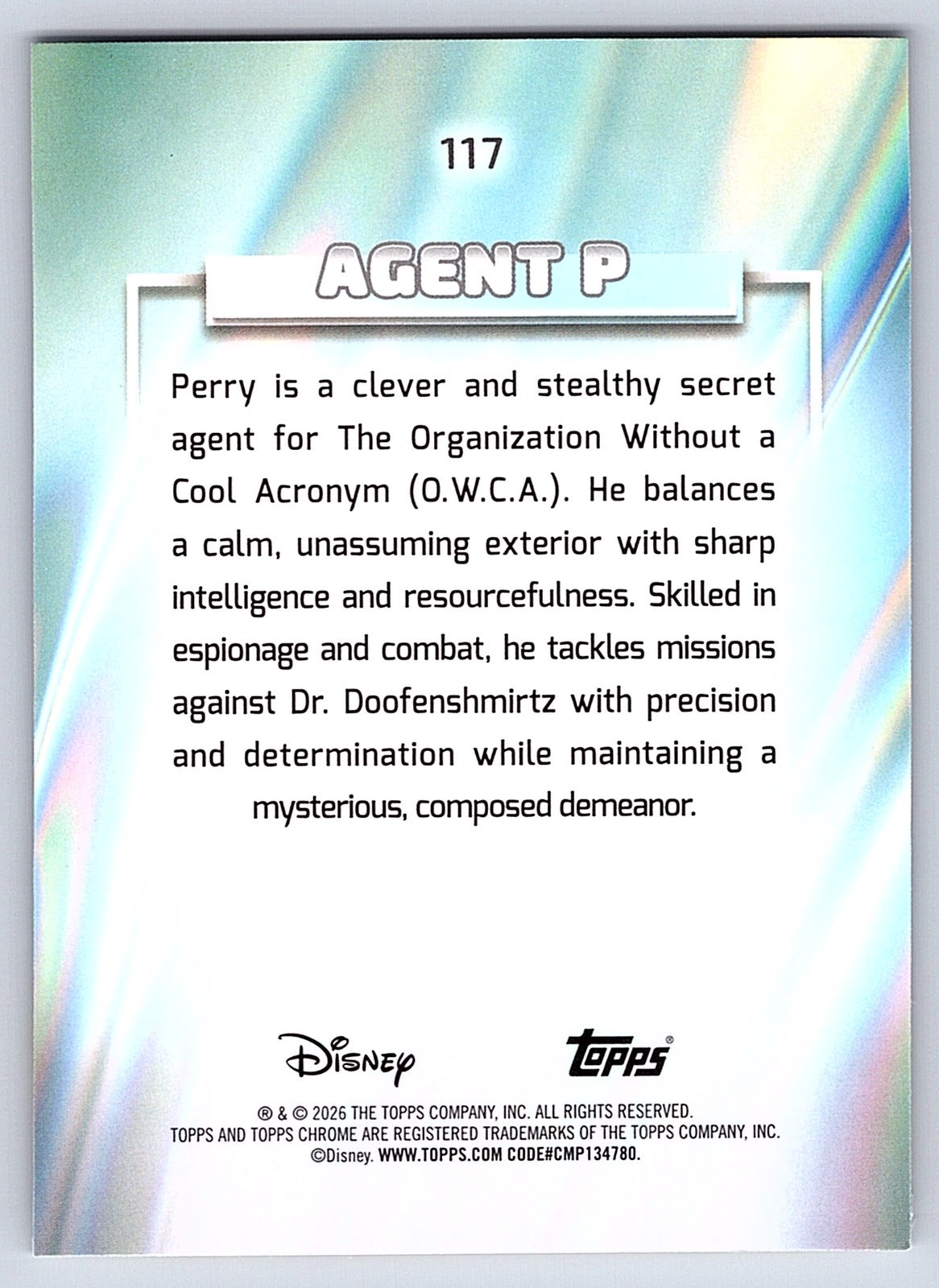 Agent P #117 Base — Topps Chrome Disney