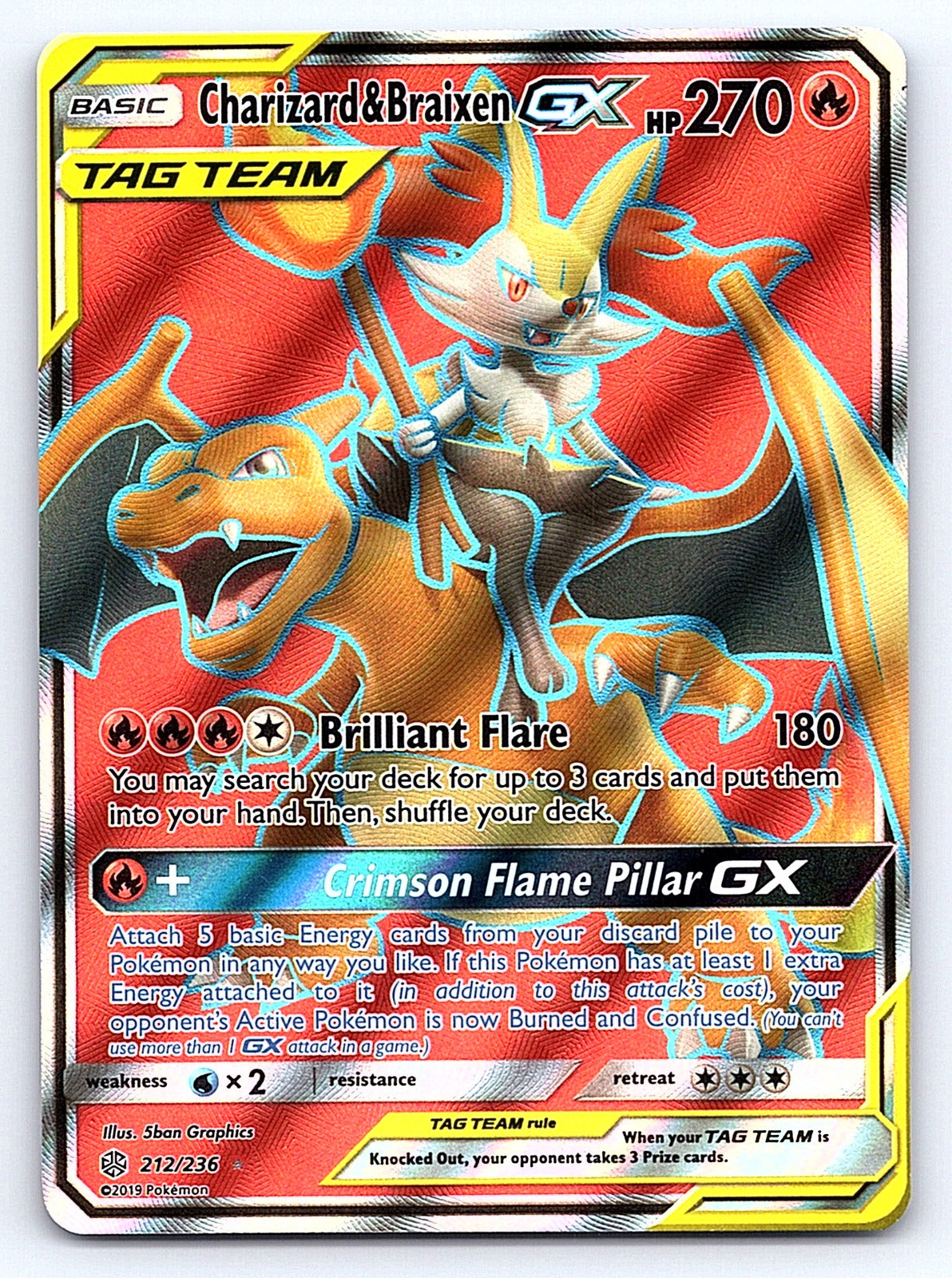 Charizard & Braixen GX (Full Art) 212/236 – SM - Cosmic Eclipse