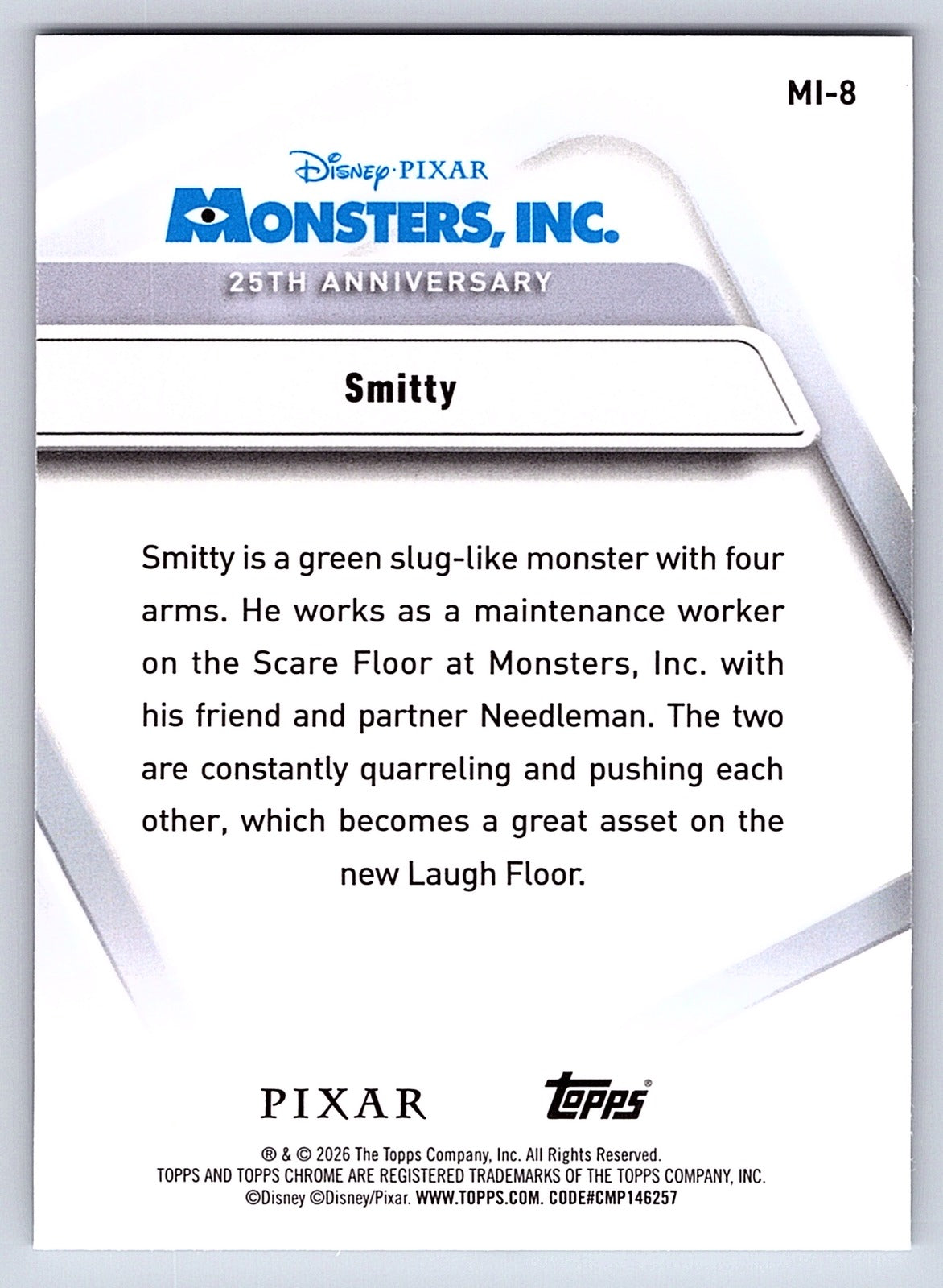 Smitty #MI 8 Monsters Inc. 25th Anniversary — Topps Chrome Disney Monsters Inc.