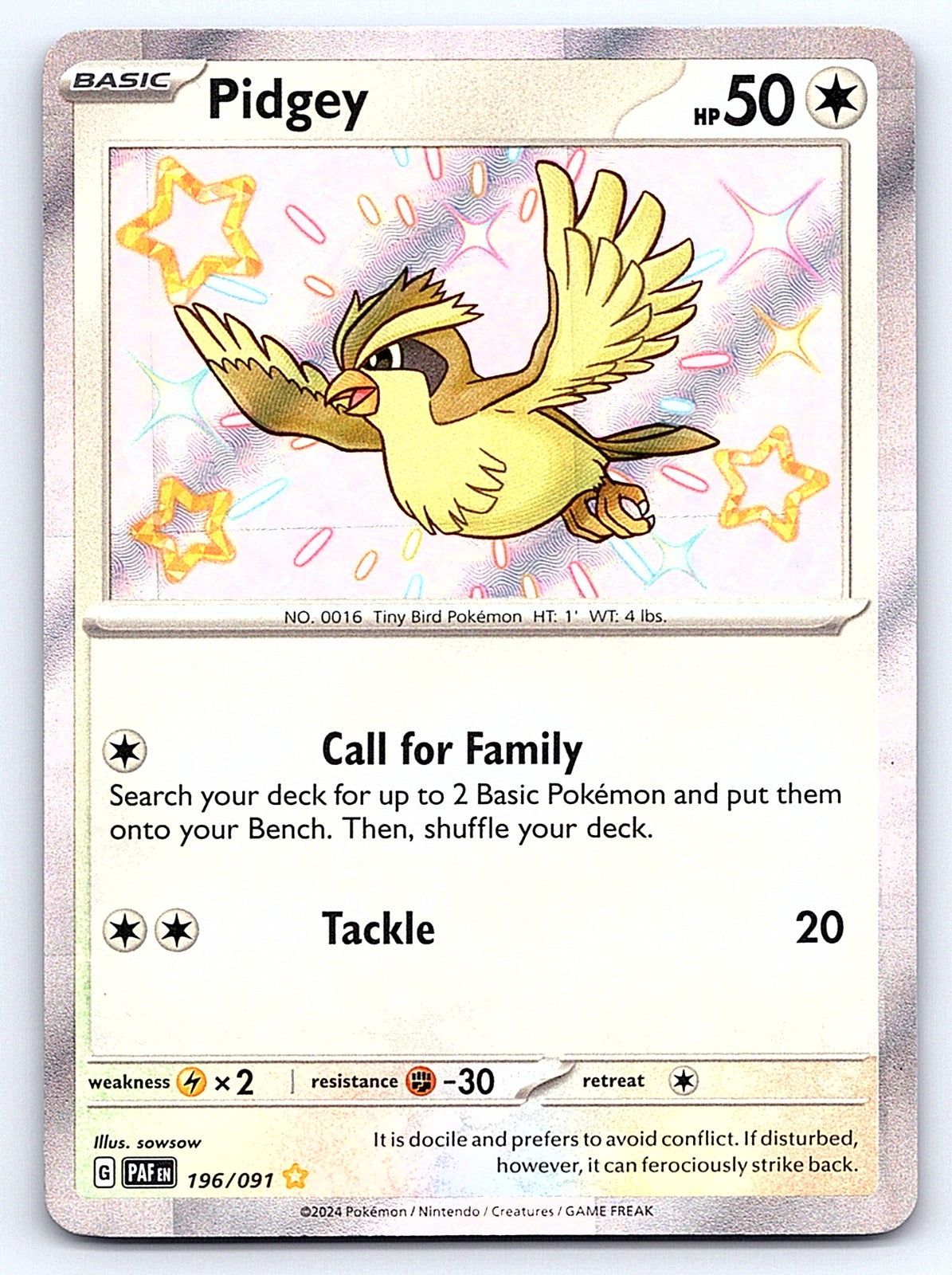 Pidgey 196/091 – SV: Paldean Fates