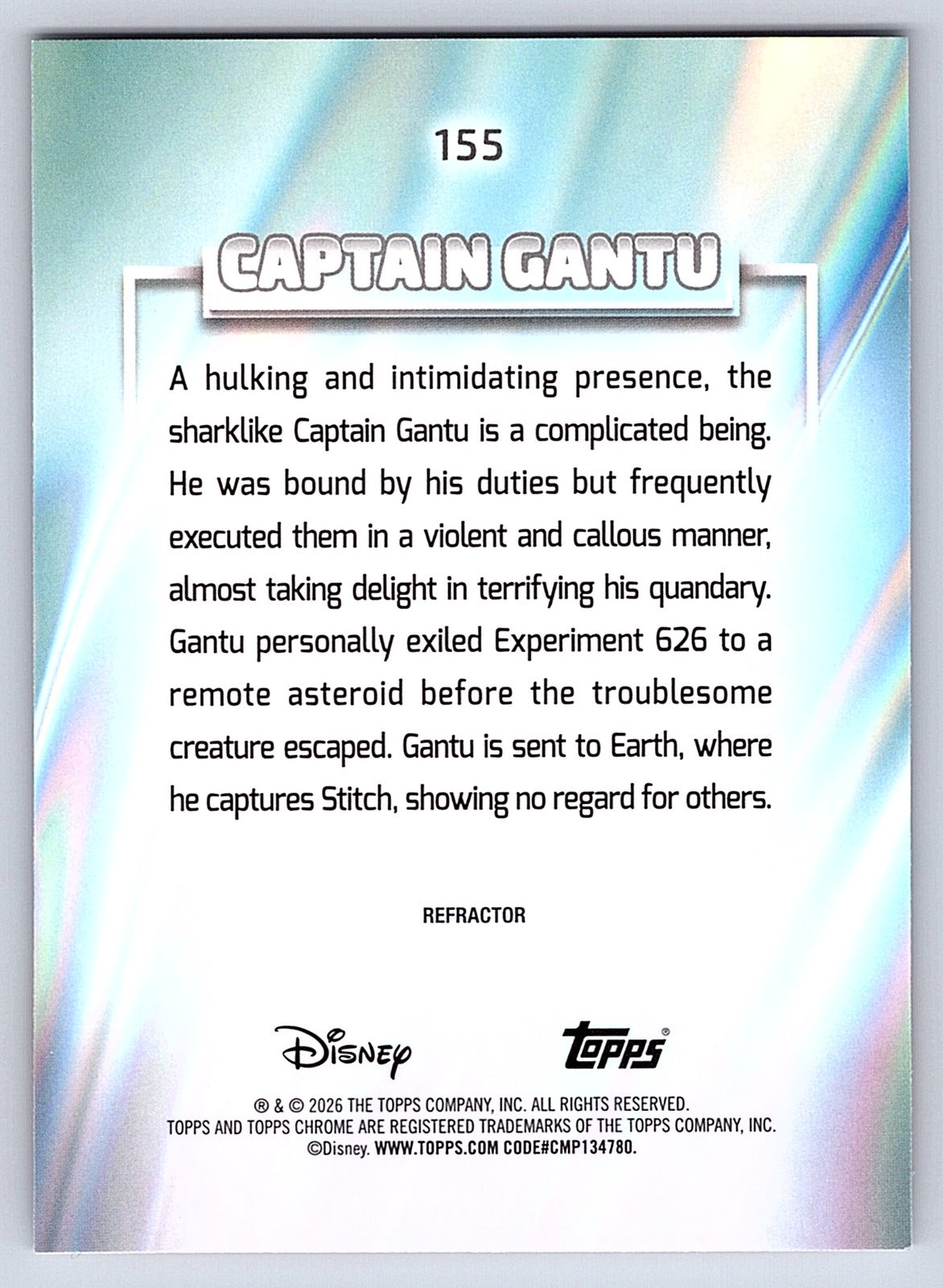 Captain Gantu #155 Base — Topps Chrome Disney