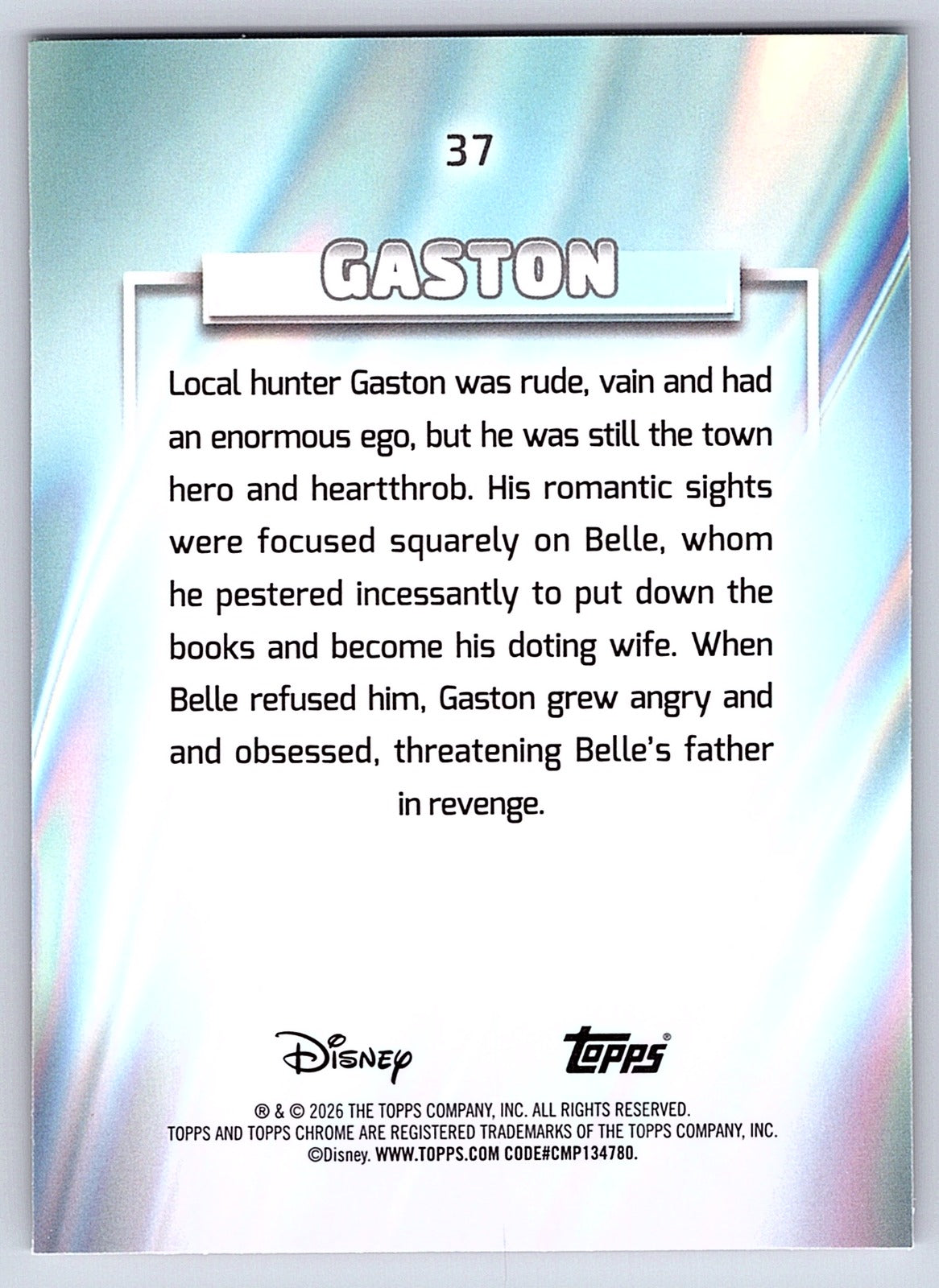 Gaston #37 Raywave Refractor — Topps Chrome Disney Raywave Refractor