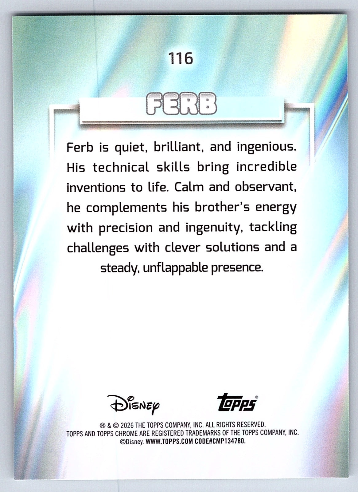Ferb #116 Base — Topps Chrome Disney