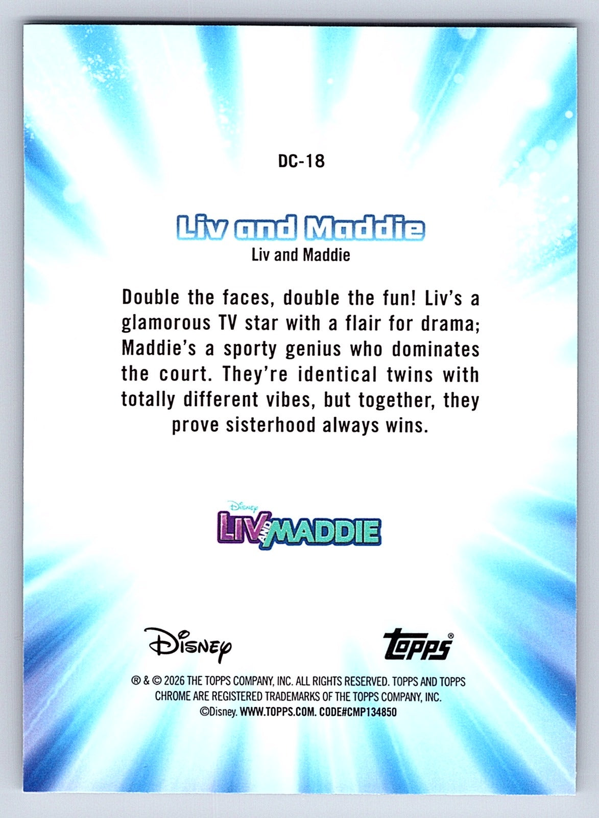 Liv and Maddie #DC 18 Disney Channel Throwback — Topps Chrome Disney Disney Chan