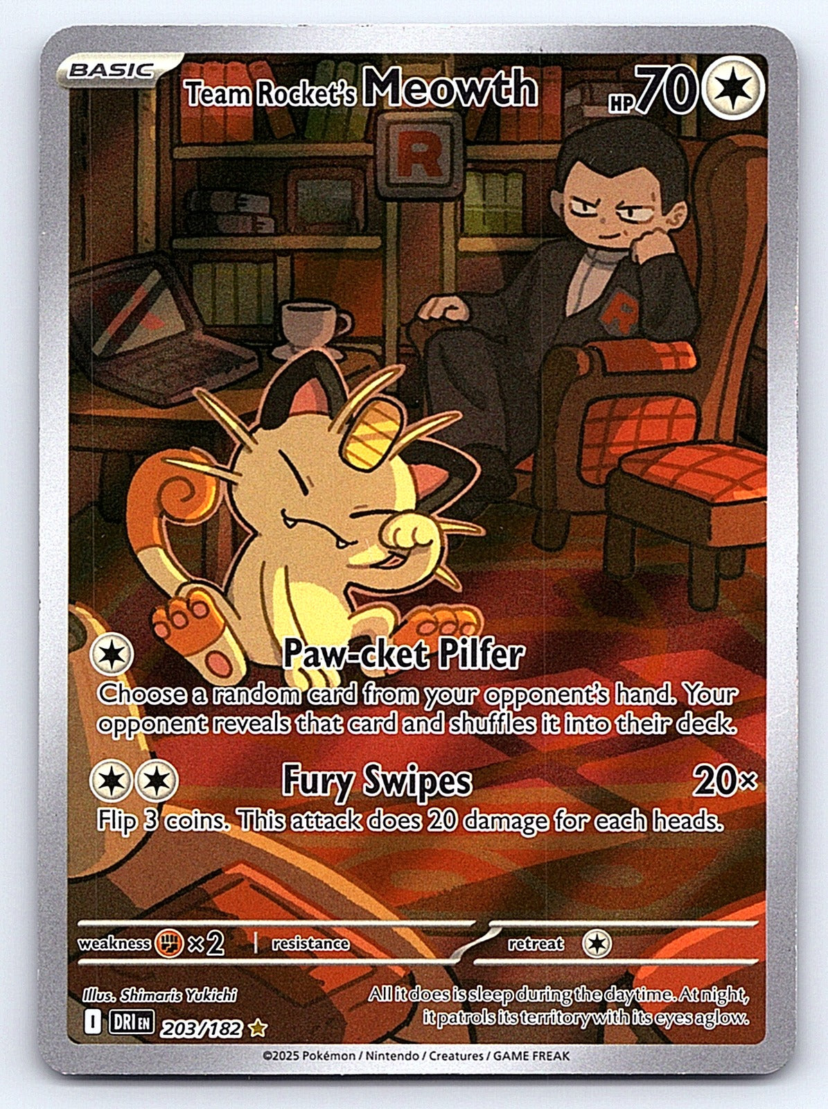 Team Rocket's Meowth 203/182 – SV10: Destined Rivals