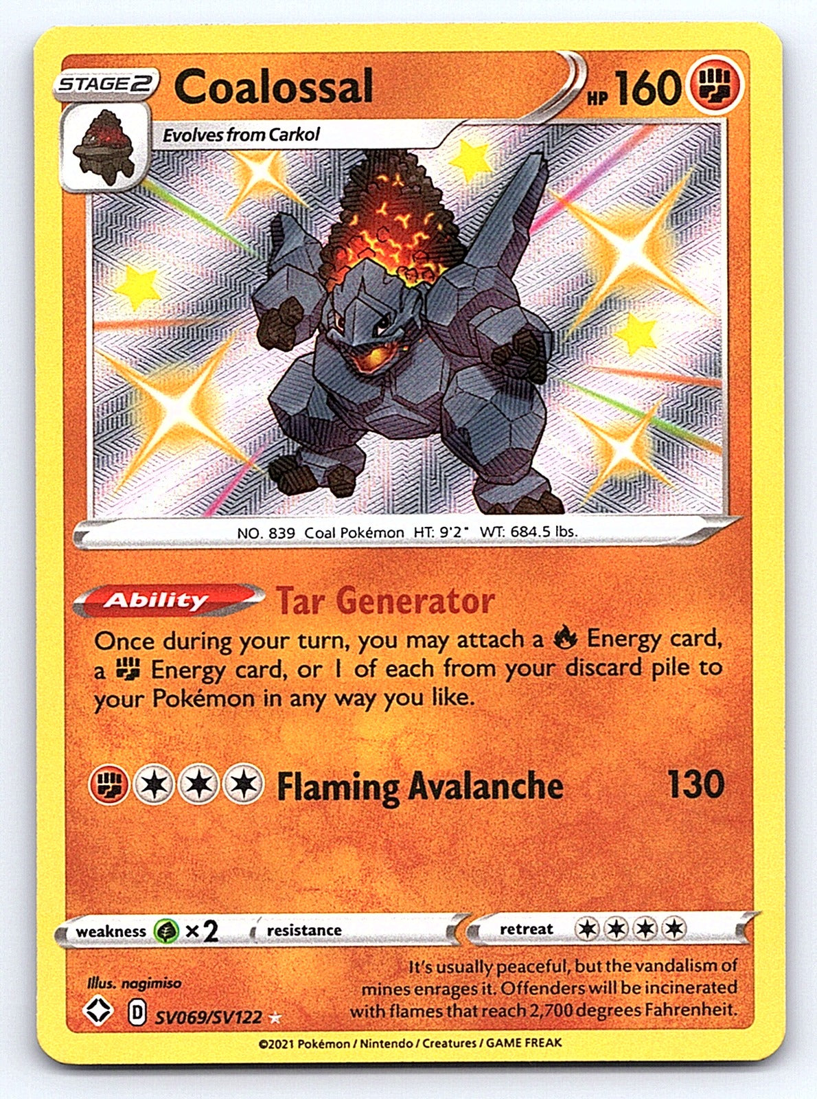 Coalossal SV069/SV122 – Shining Fates: Shiny Vault