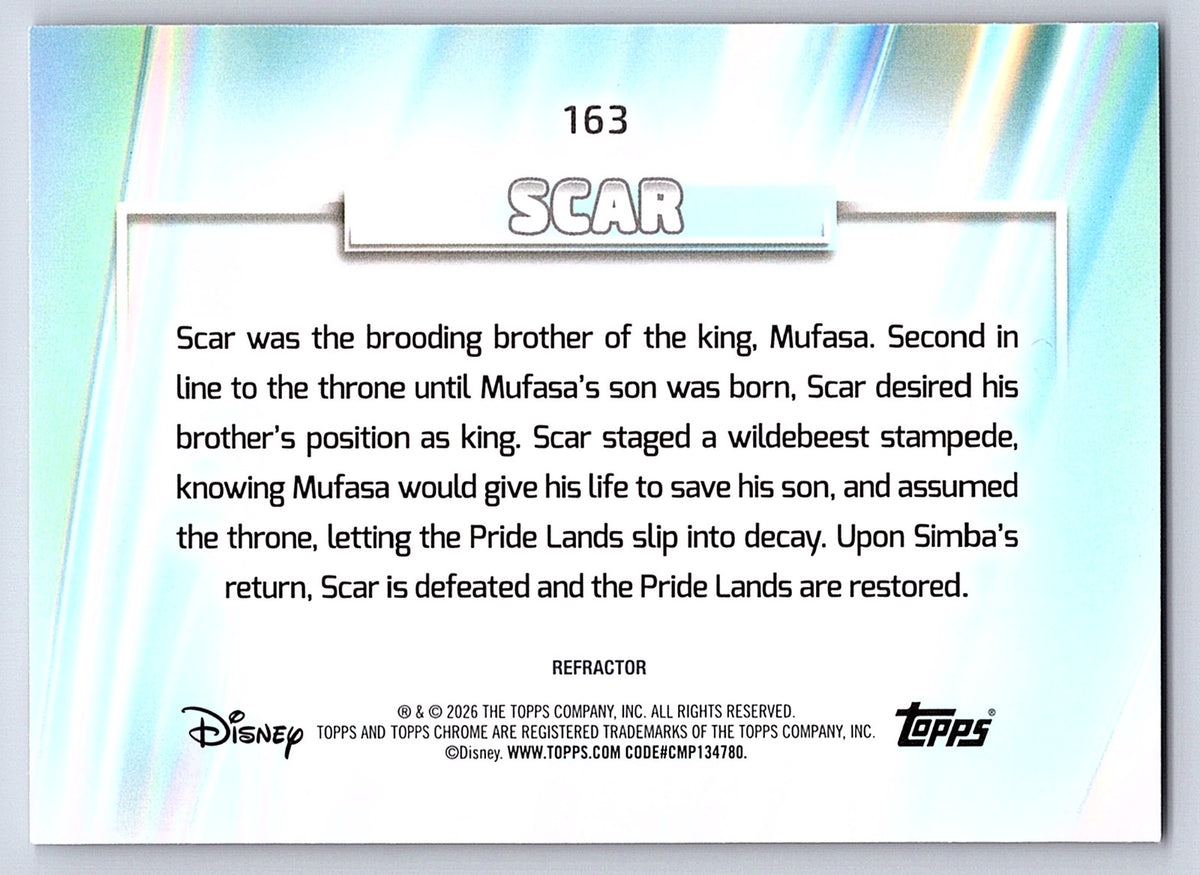 Scar #163 Base — Topps Chrome Disney