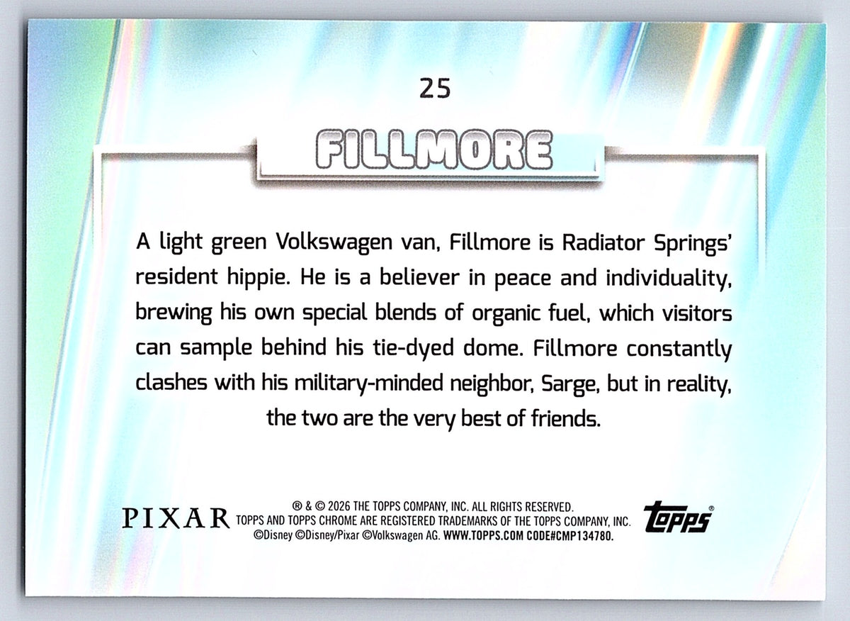 Fillmore #25 Base — Topps Chrome Disney