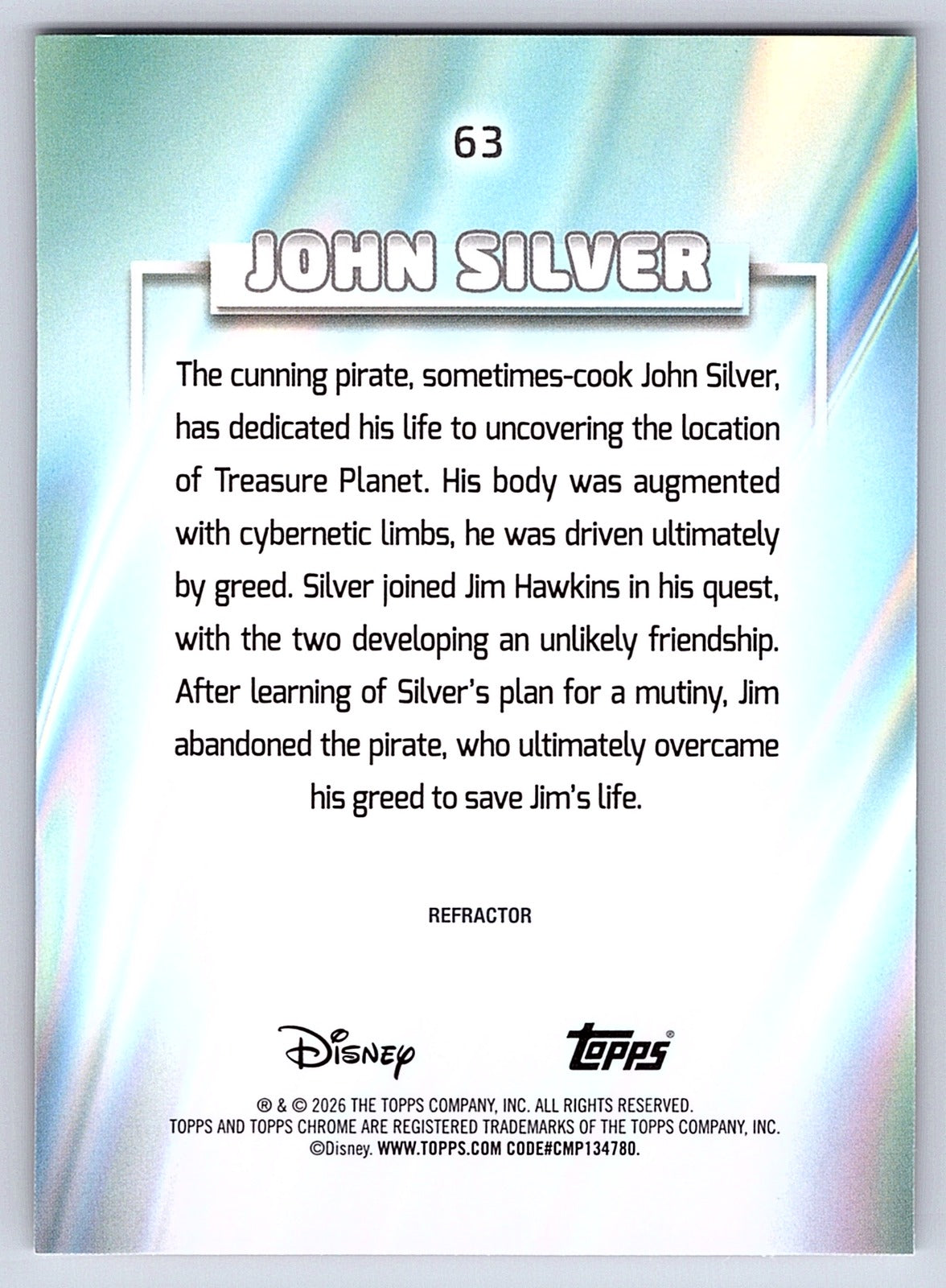 John Silver #63 Base — Topps Chrome Disney