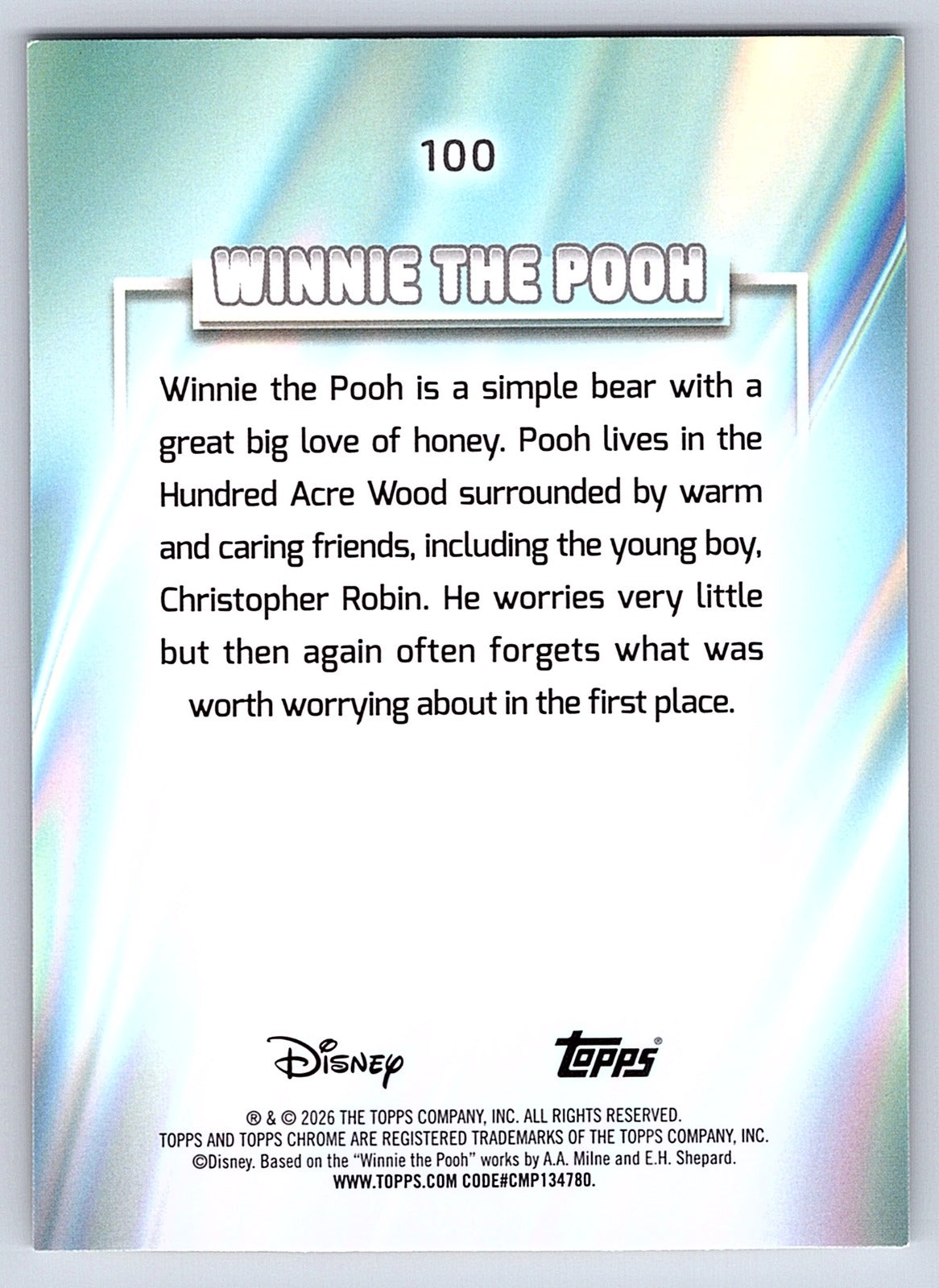 Winnie the Pooh #100 Base — Topps Chrome Disney