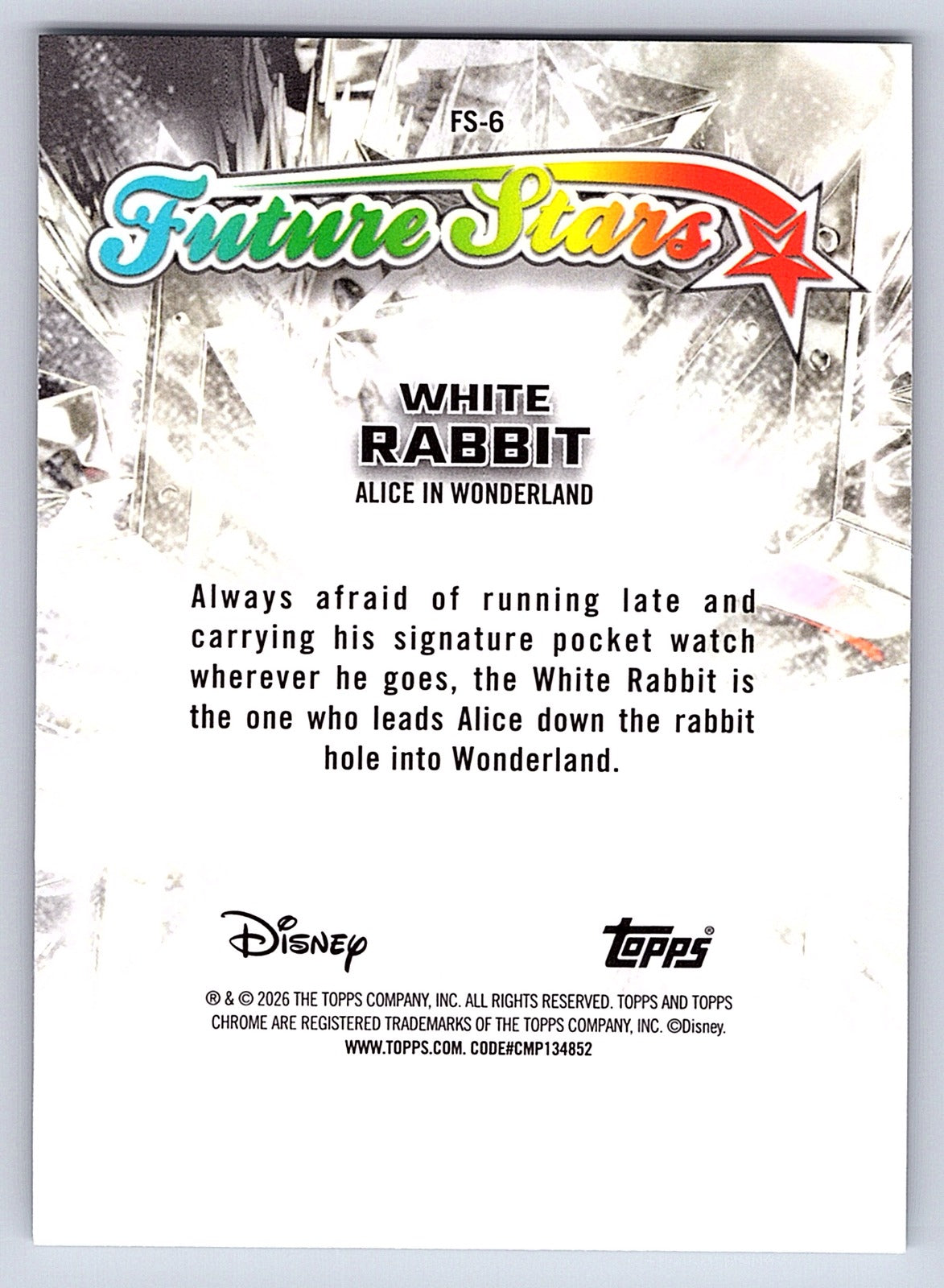 White Rabbit #FS 6 Future Stars — Topps Chrome Disney Future Stars