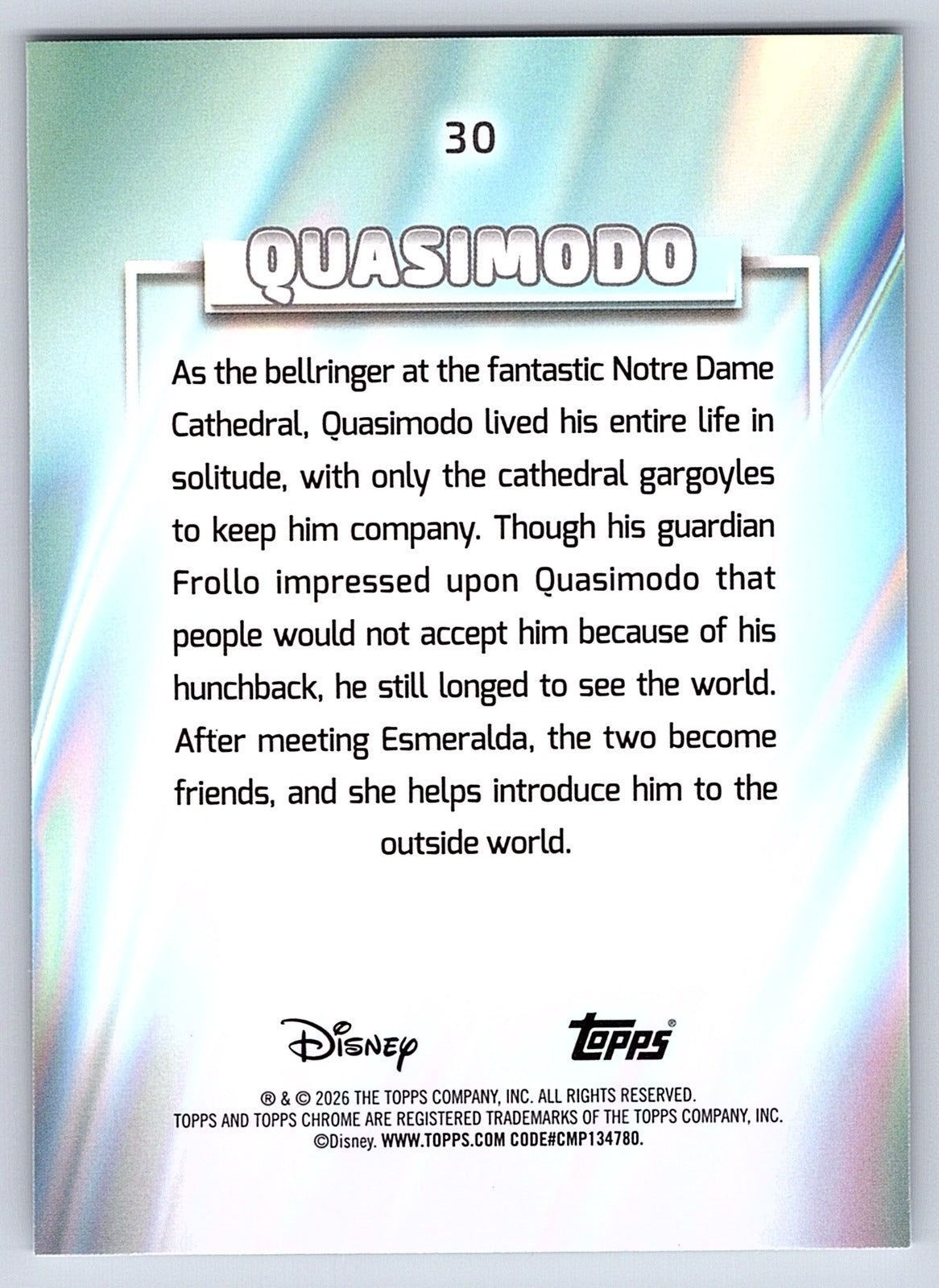 Quasimodo #30 Base — Topps Chrome Disney