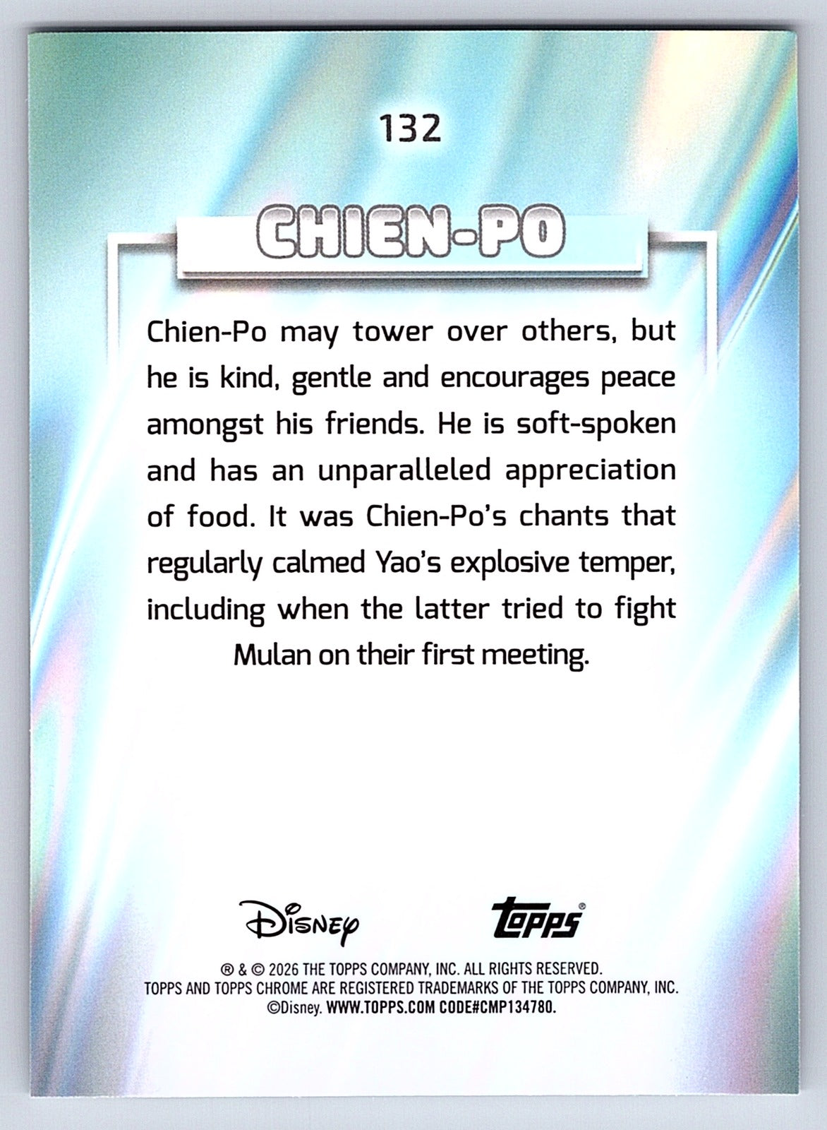 Chien Po #132 Raywave Refractor — Topps Chrome Disney Raywave Refractor